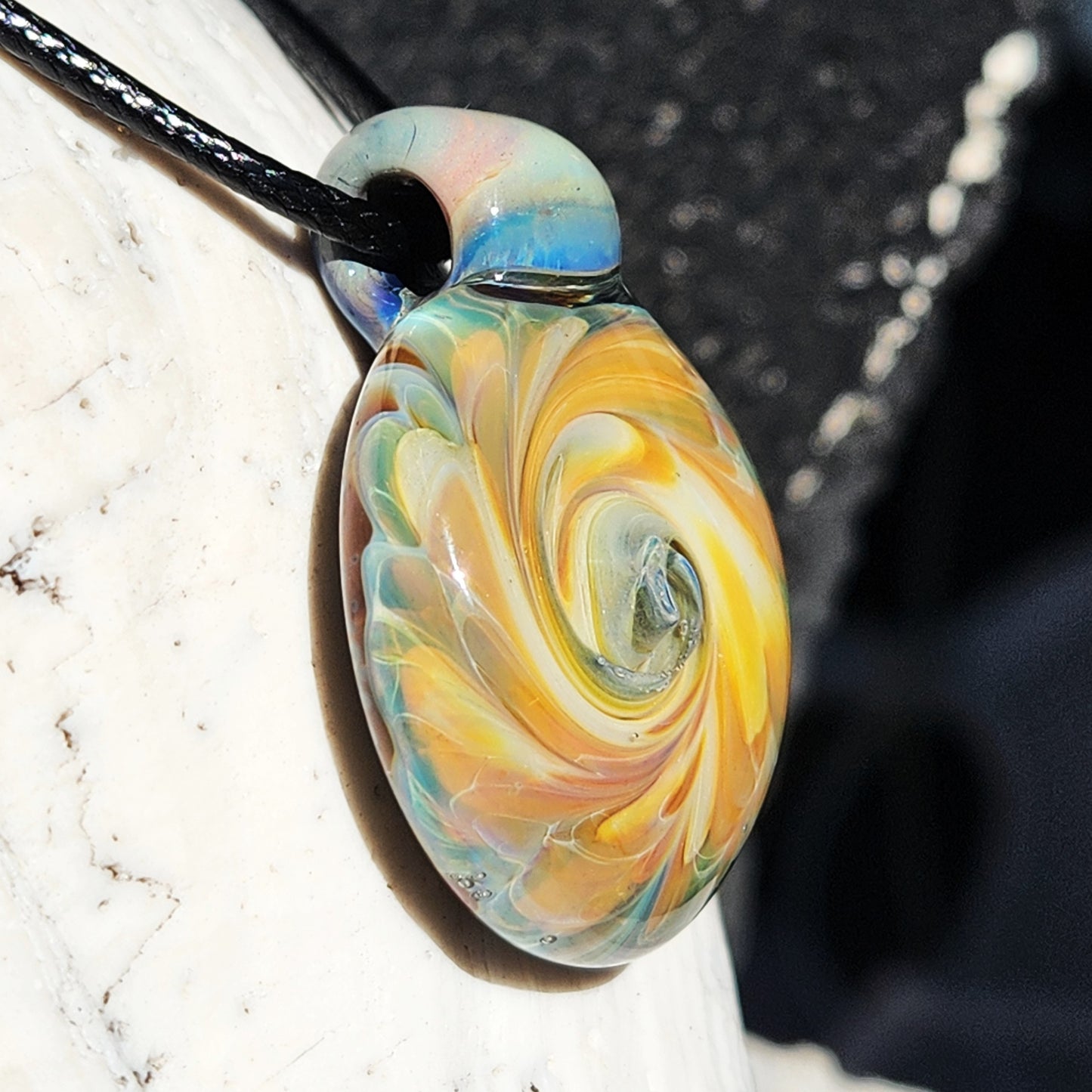 Golden Swirl Handmade Glass Pendant Necklace