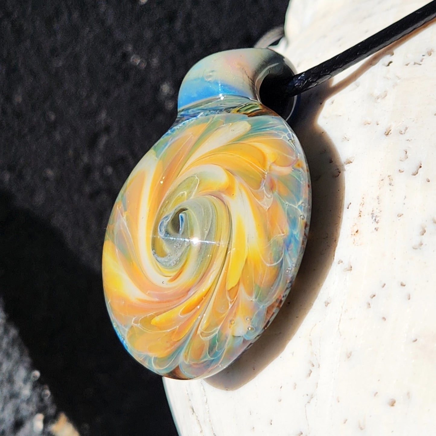 Golden Swirl Handmade Glass Pendant Necklace