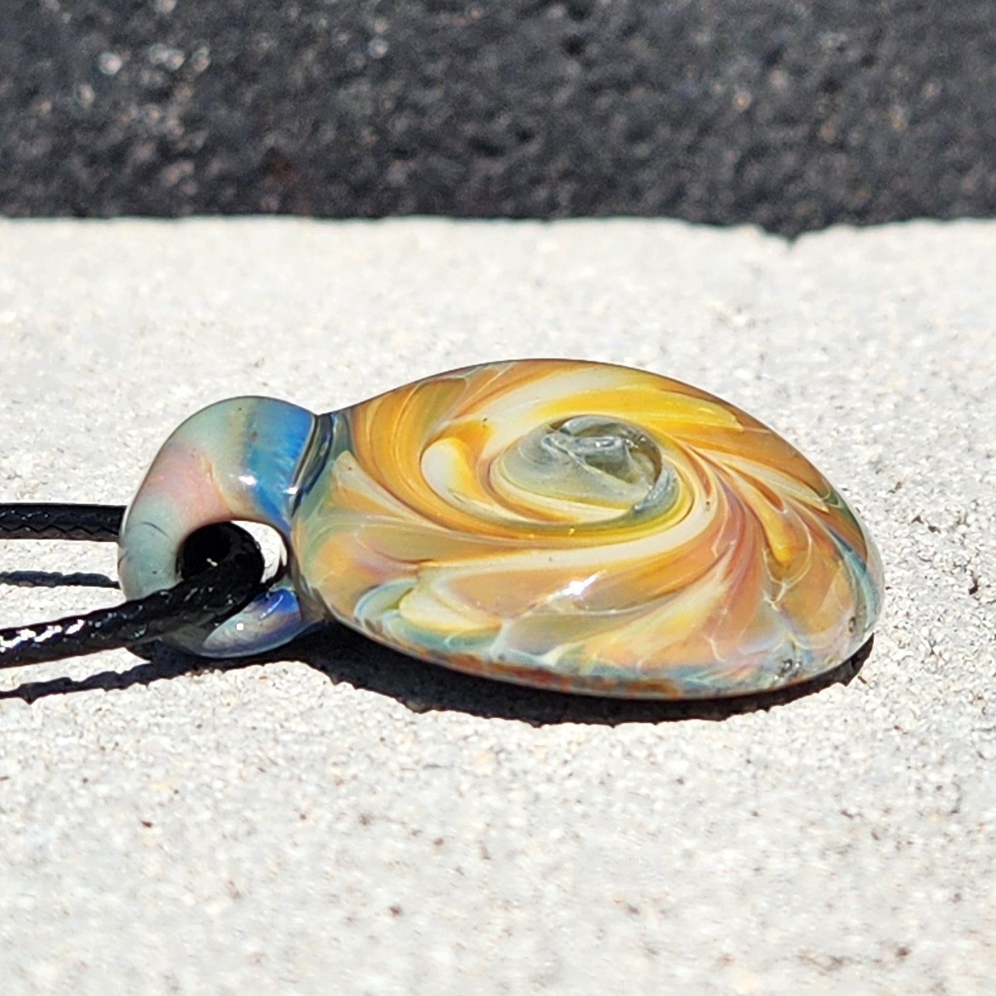 Golden Swirl Handmade Glass Pendant Necklace