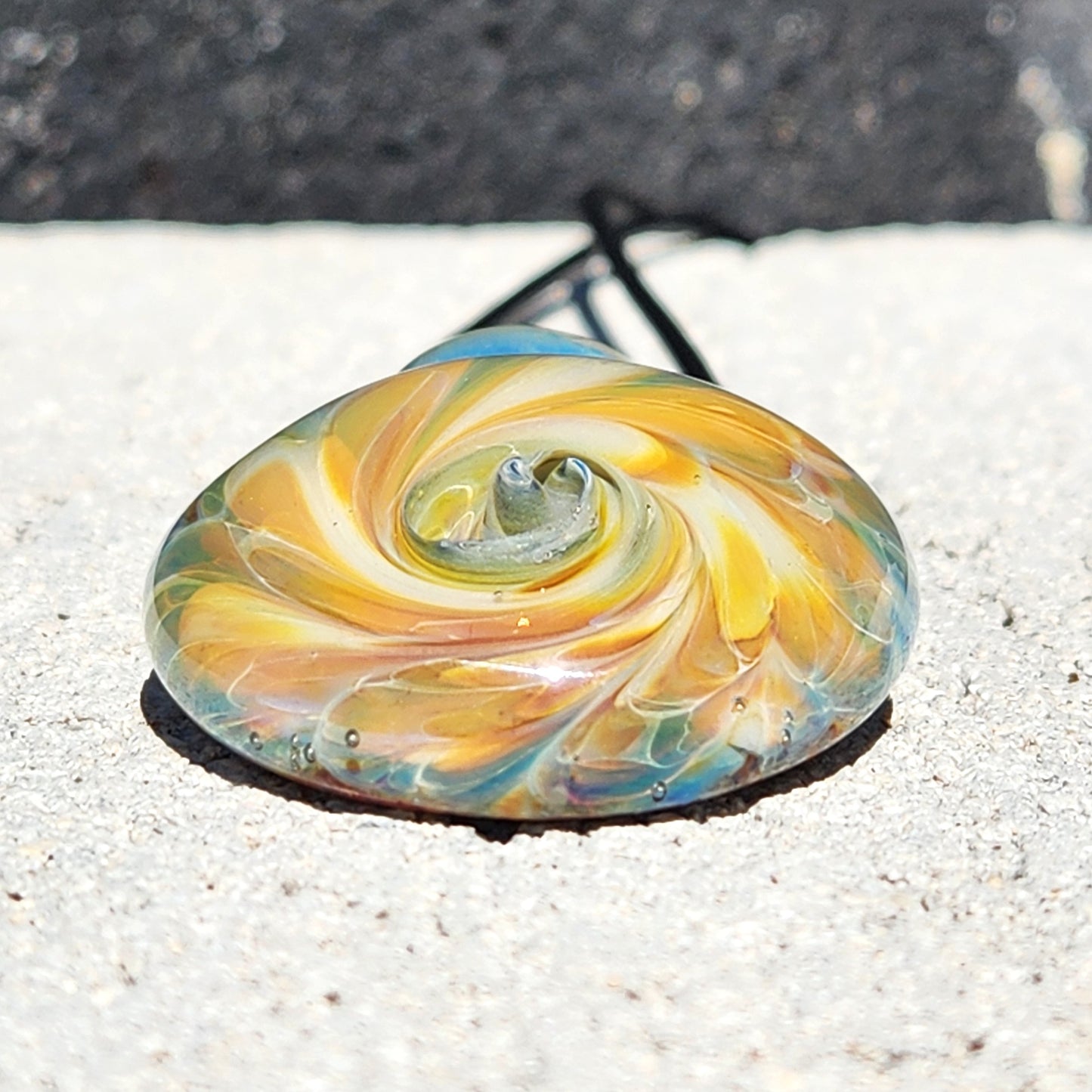 Golden Swirl Handmade Glass Pendant Necklace
