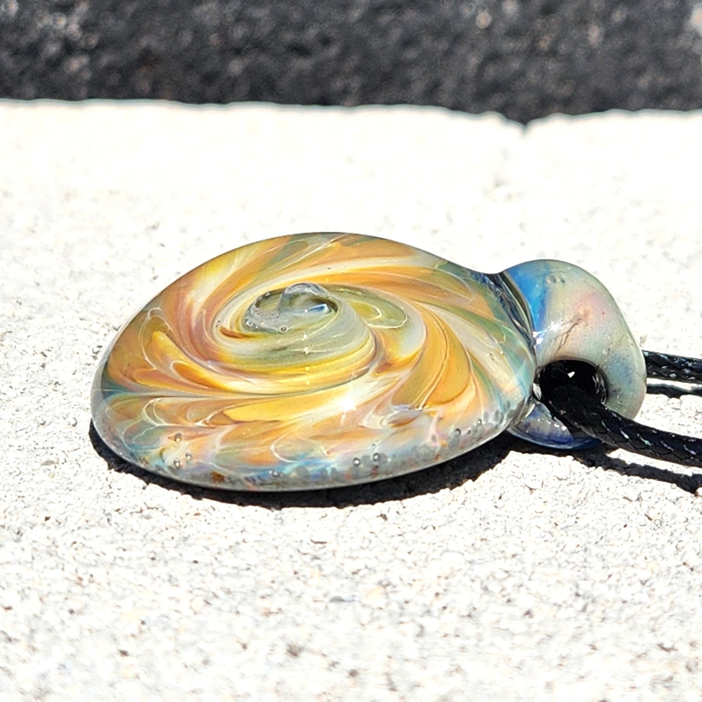 Golden Swirl Handmade Glass Pendant Necklace