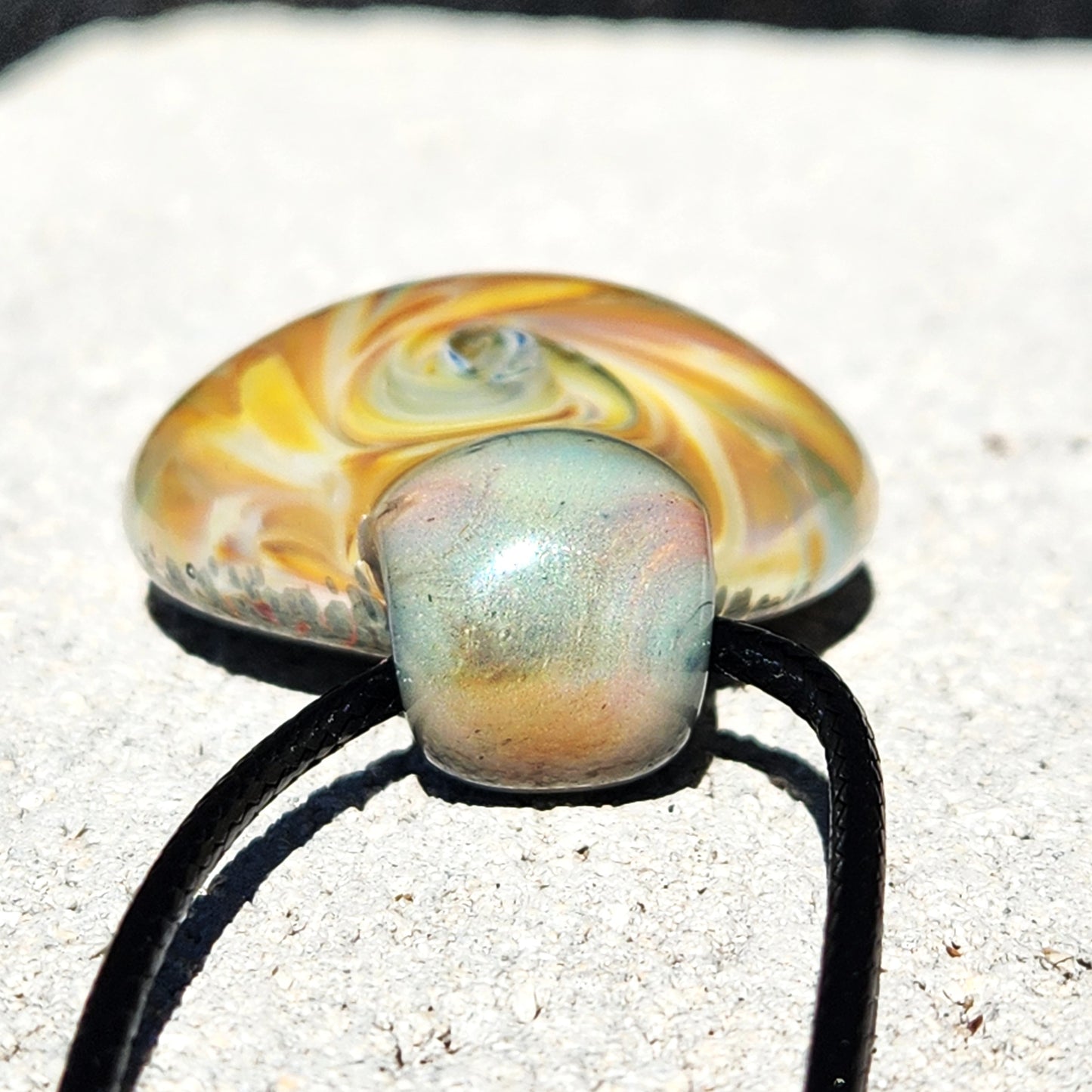 Golden Swirl Handmade Glass Pendant Necklace
