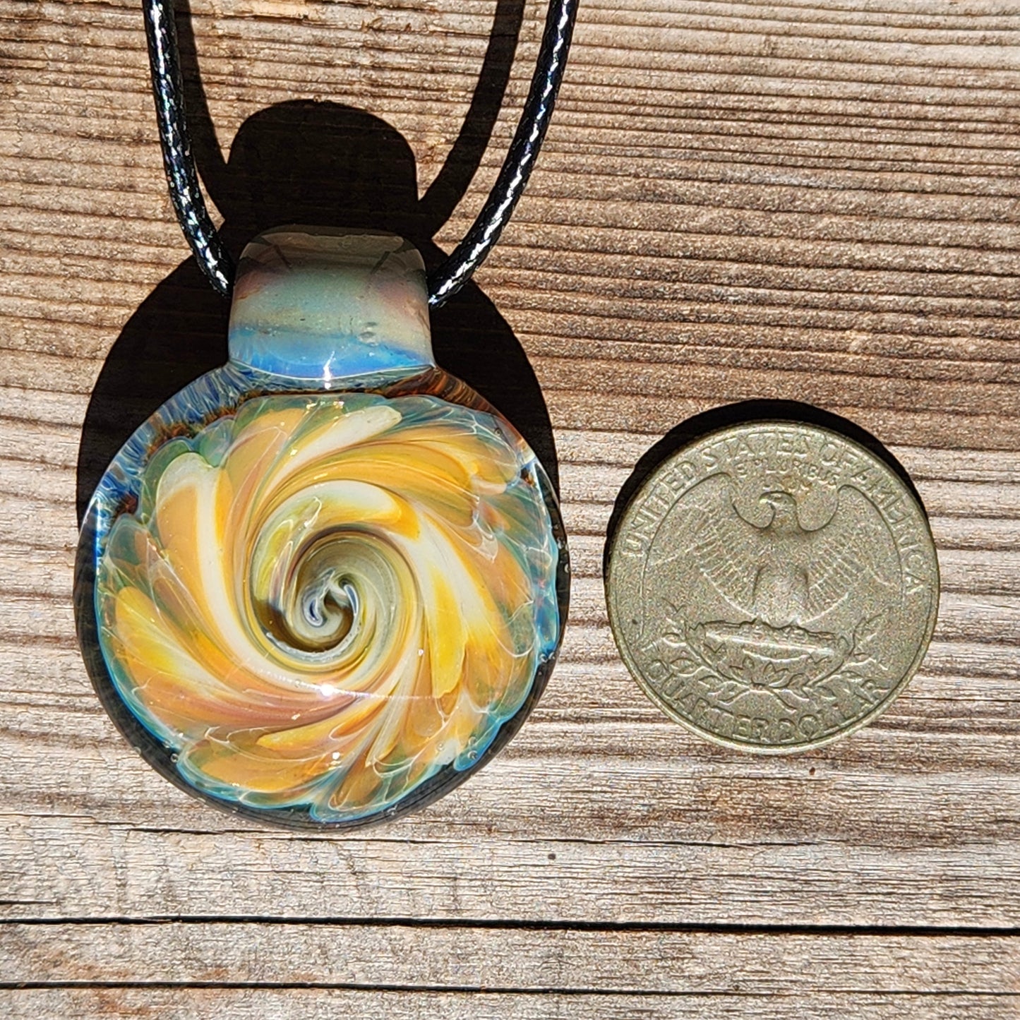 Golden Swirl Handmade Glass Pendant Necklace