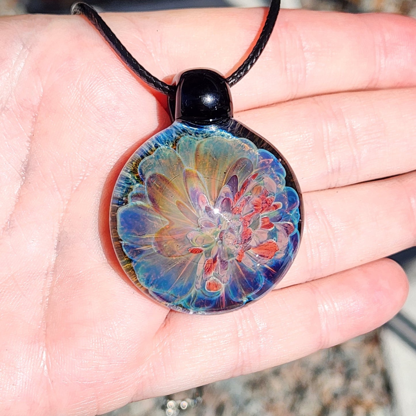 Handmade Funky Blown Glass Pendant Necklace