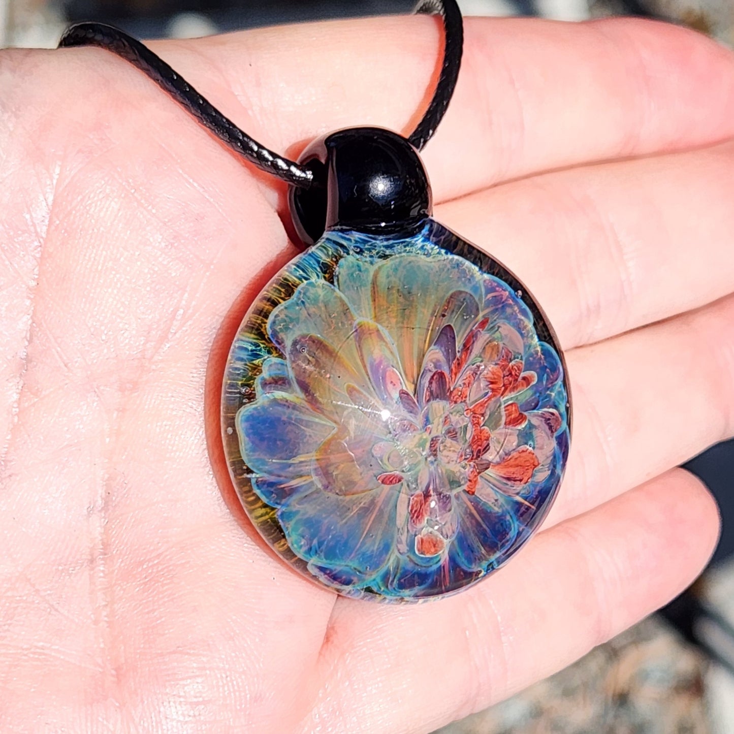 Handmade Funky Blown Glass Pendant Necklace
