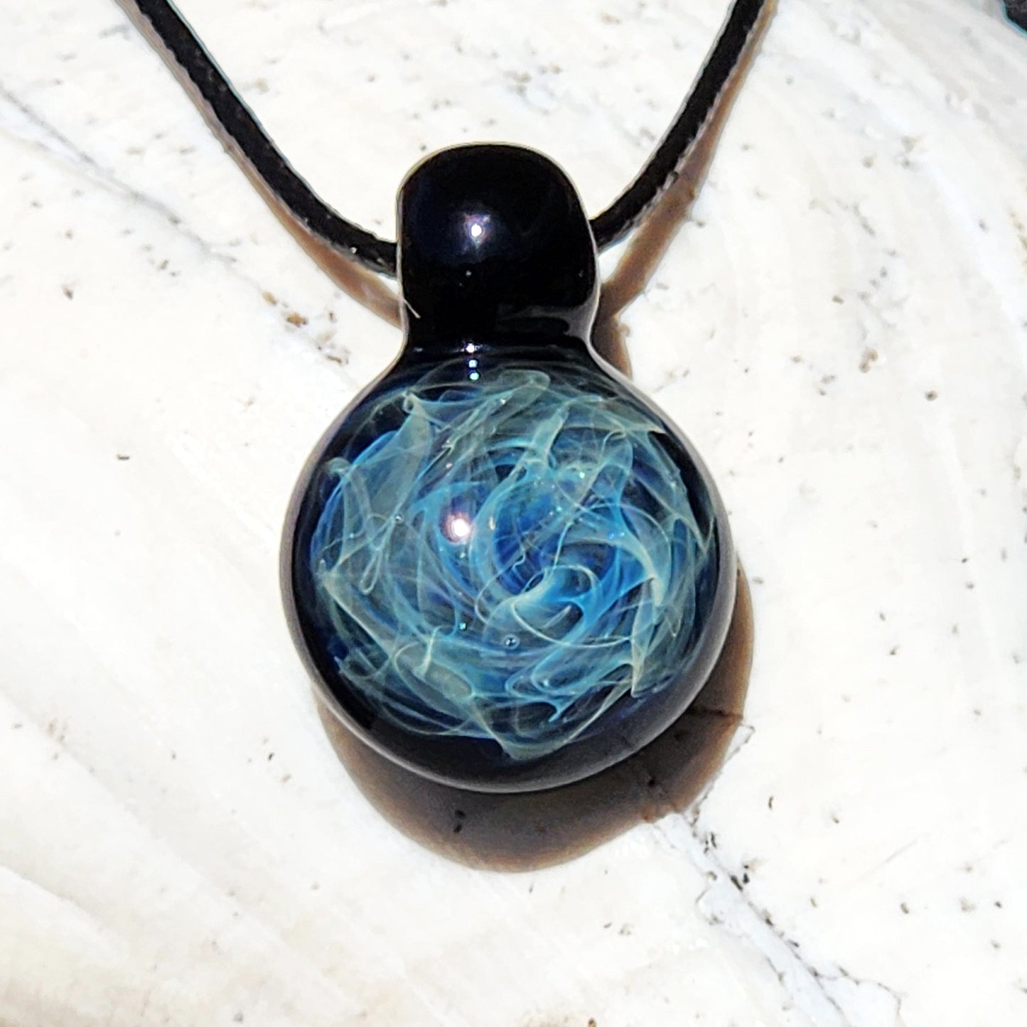 Small Blue Swirl Glass Pendant Necklace