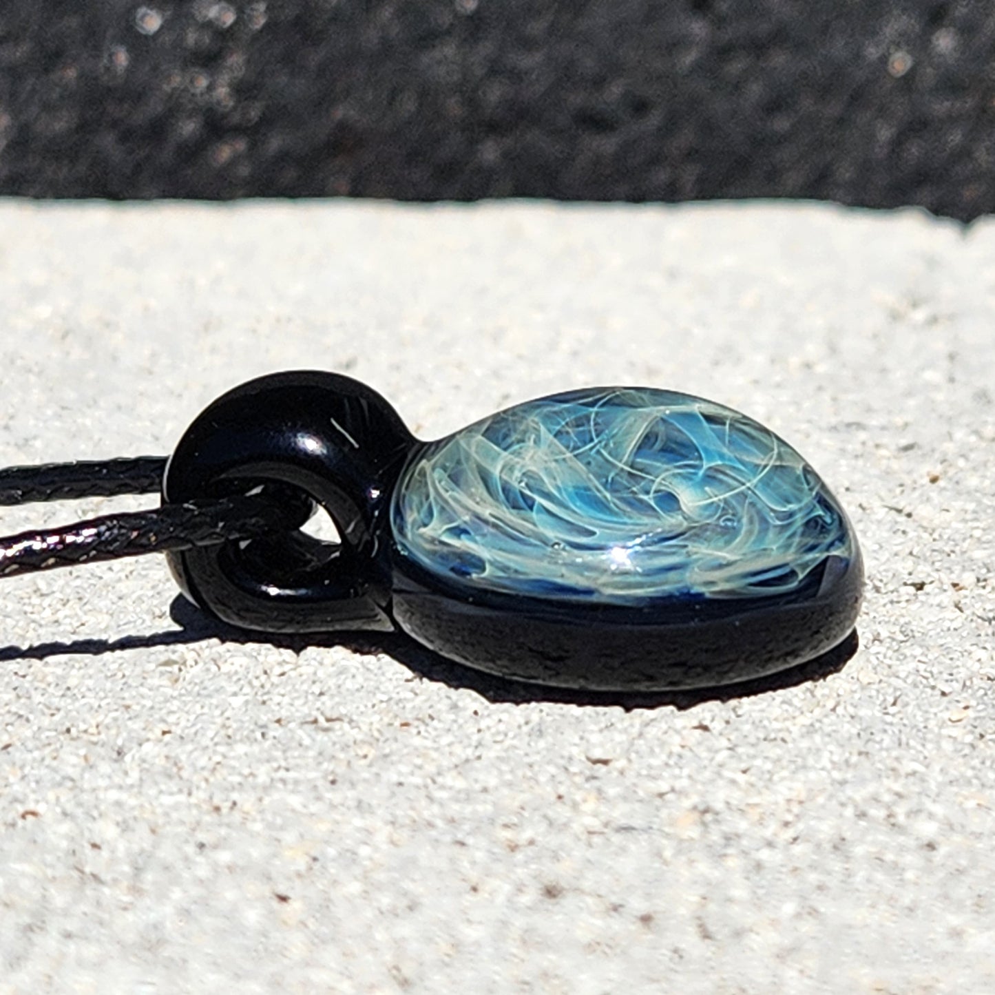 Small Blue Swirl Glass Pendant Necklace