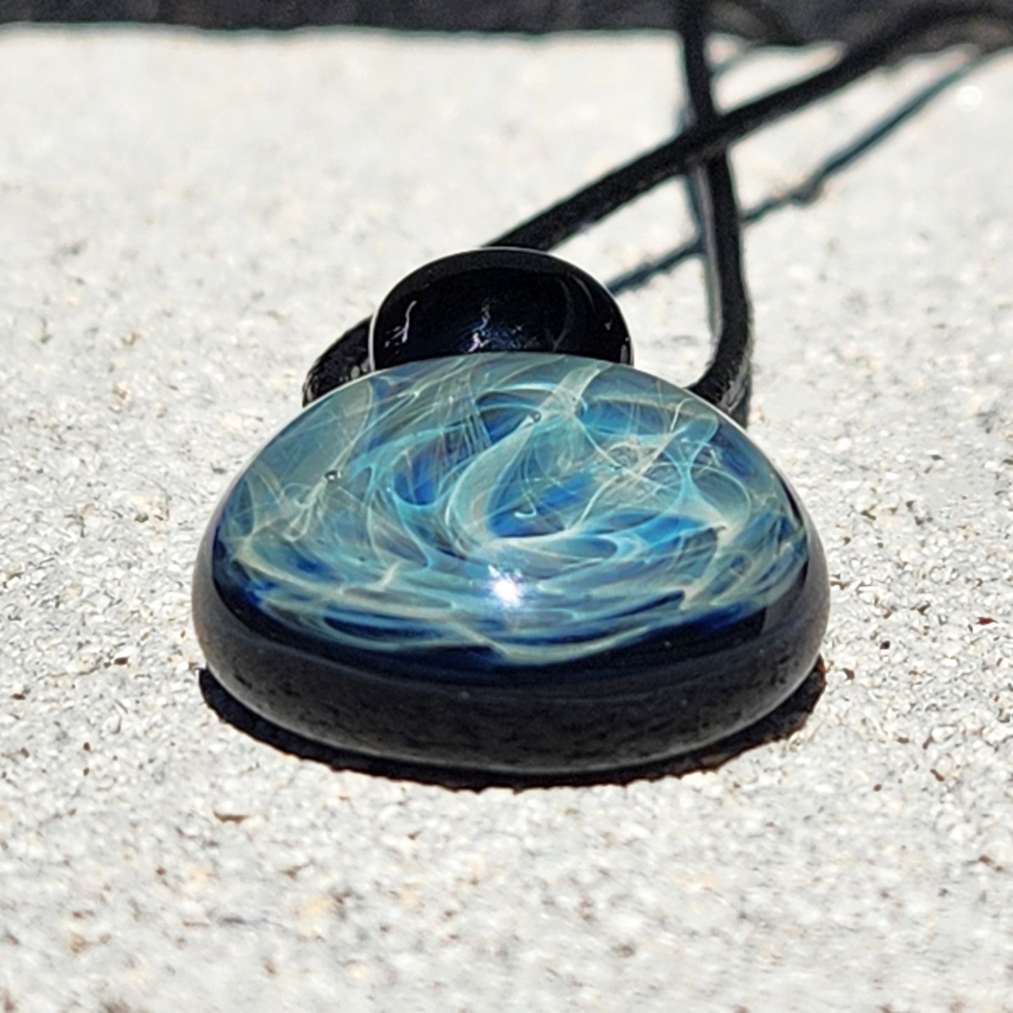 Small Blue Swirl Glass Pendant Necklace