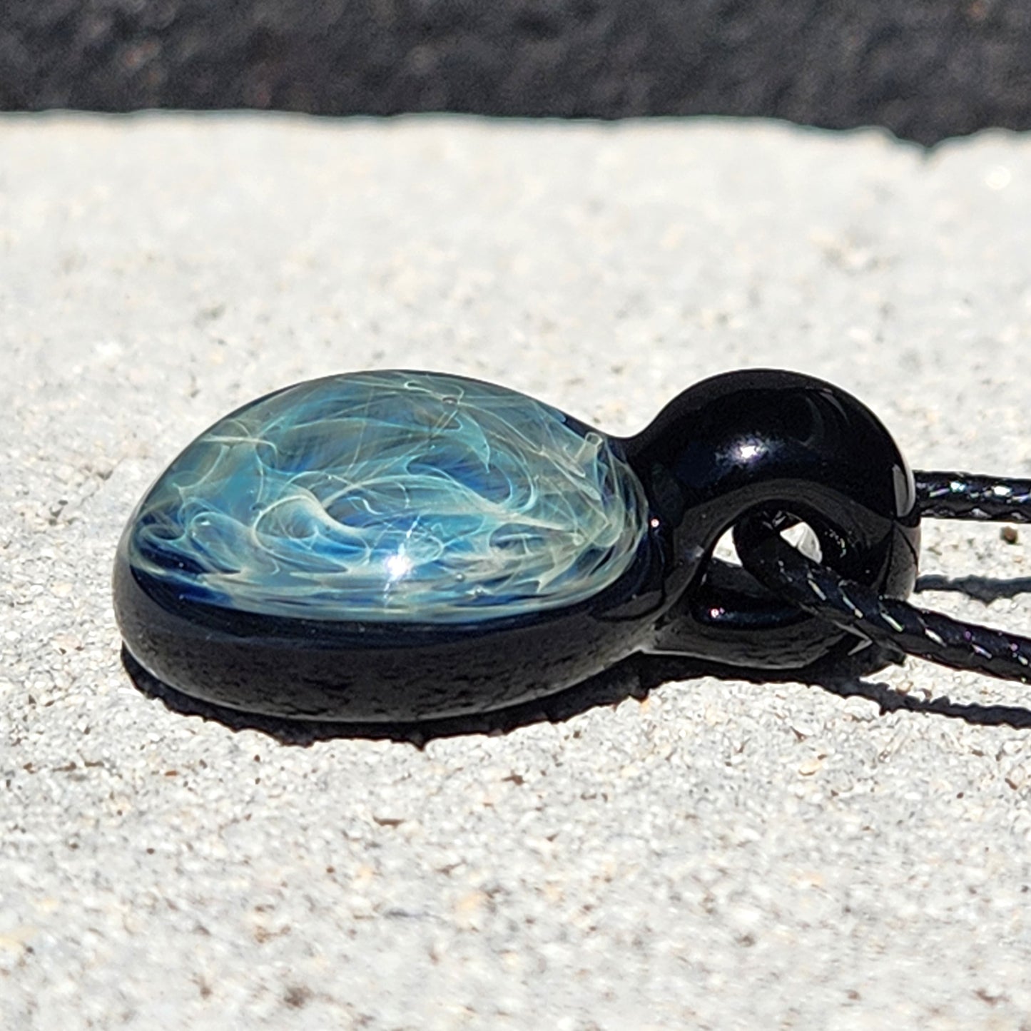 Small Blue Swirl Glass Pendant Necklace