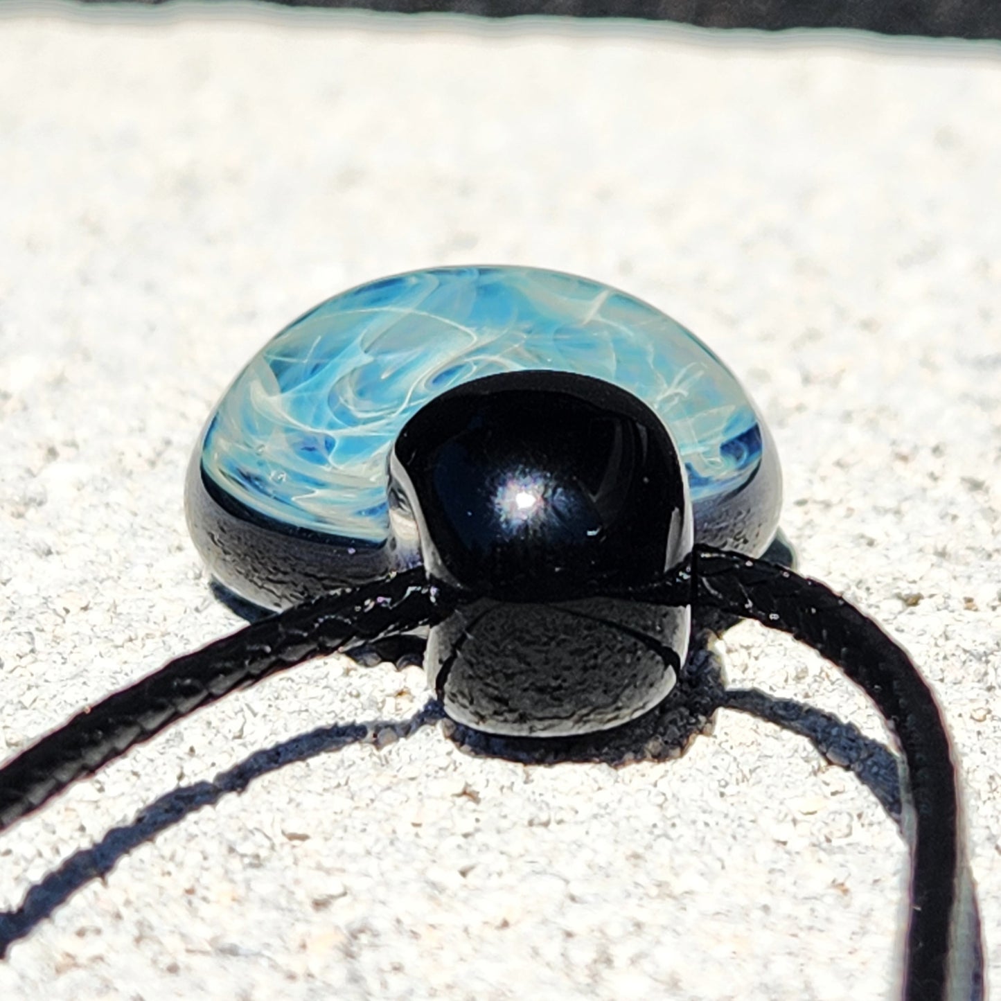 Small Blue Swirl Glass Pendant Necklace