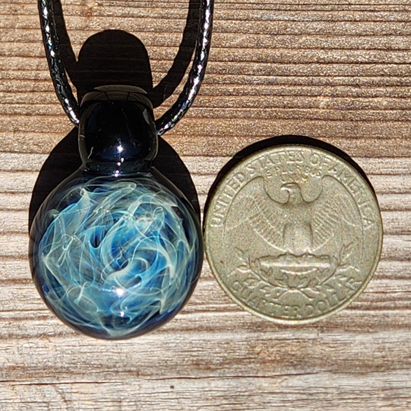 Small Blue Swirl Glass Pendant Necklace