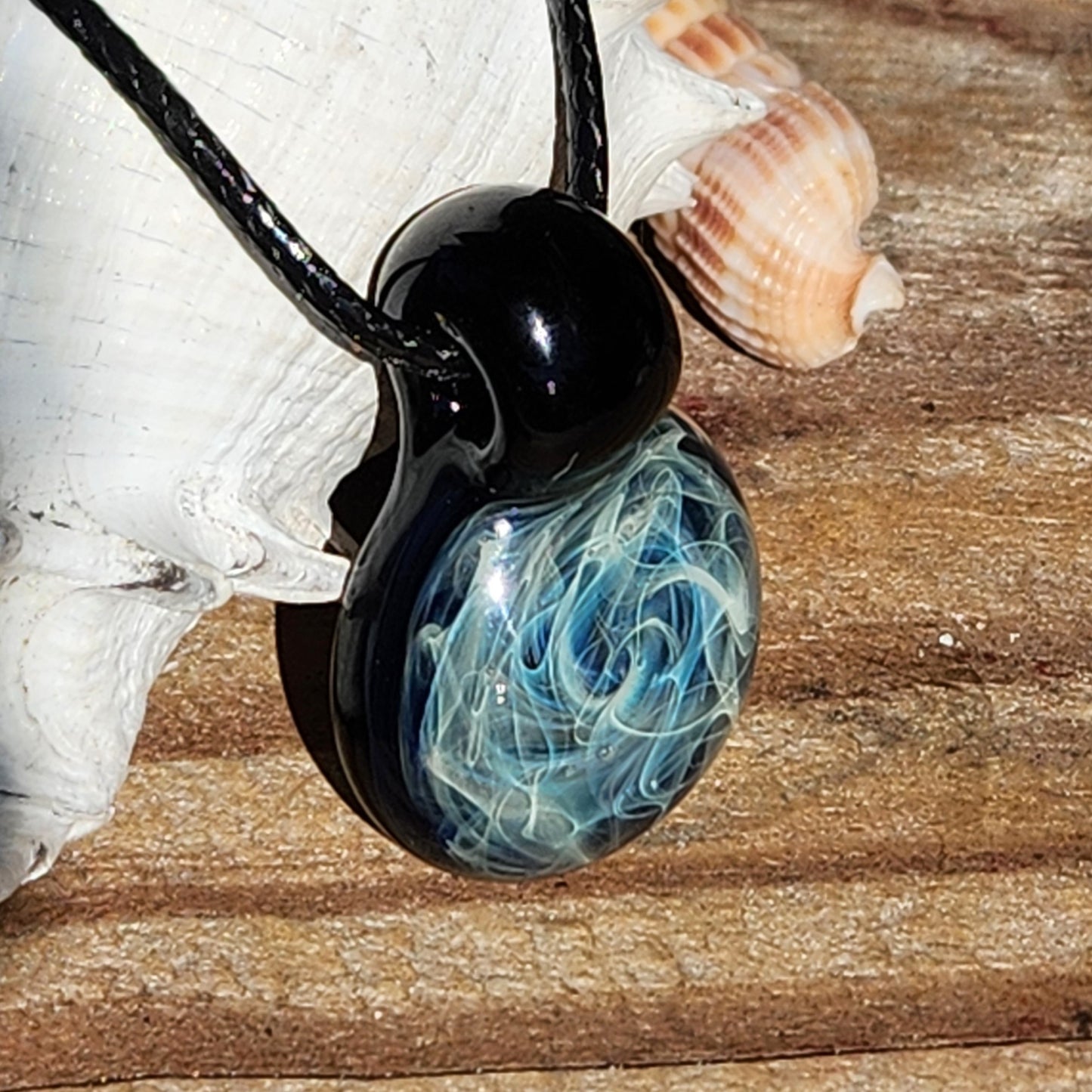 Small Blue Swirl Glass Pendant Necklace