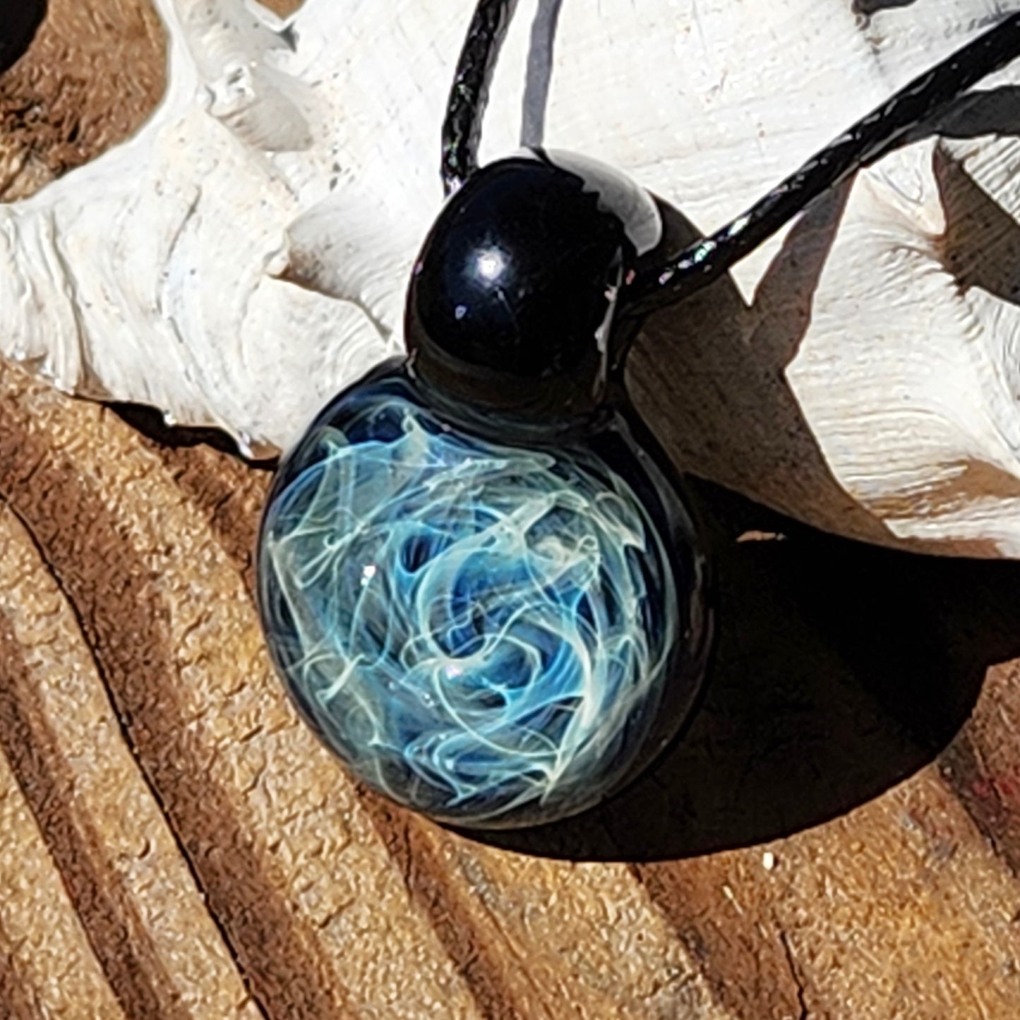 Small Blue Swirl Glass Pendant Necklace