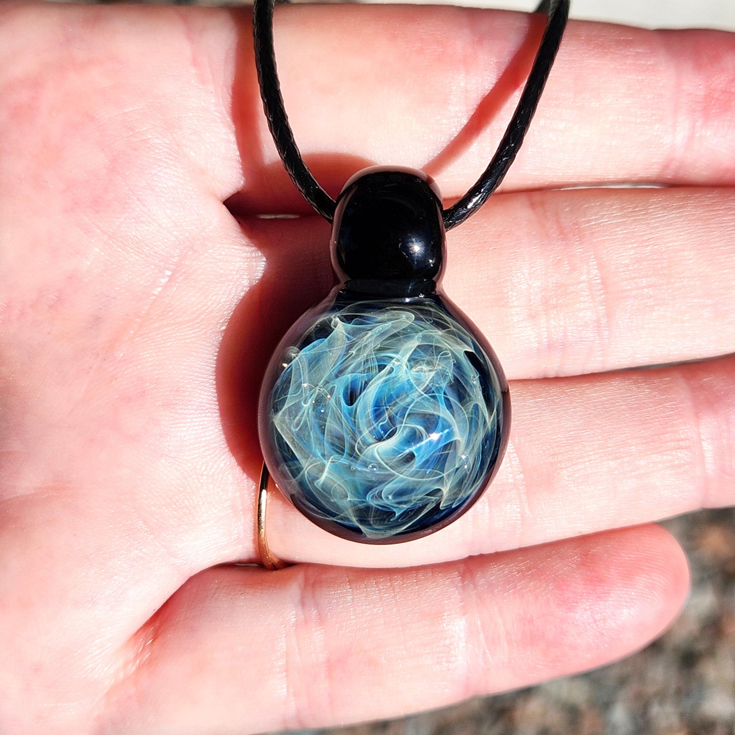 Small Blue Swirl Glass Pendant Necklace