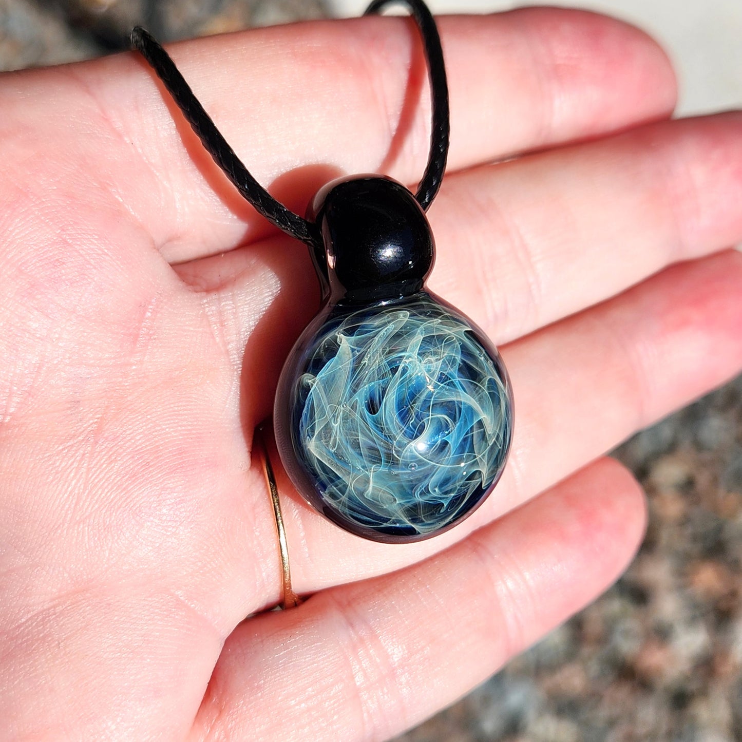 Small Blue Swirl Glass Pendant Necklace