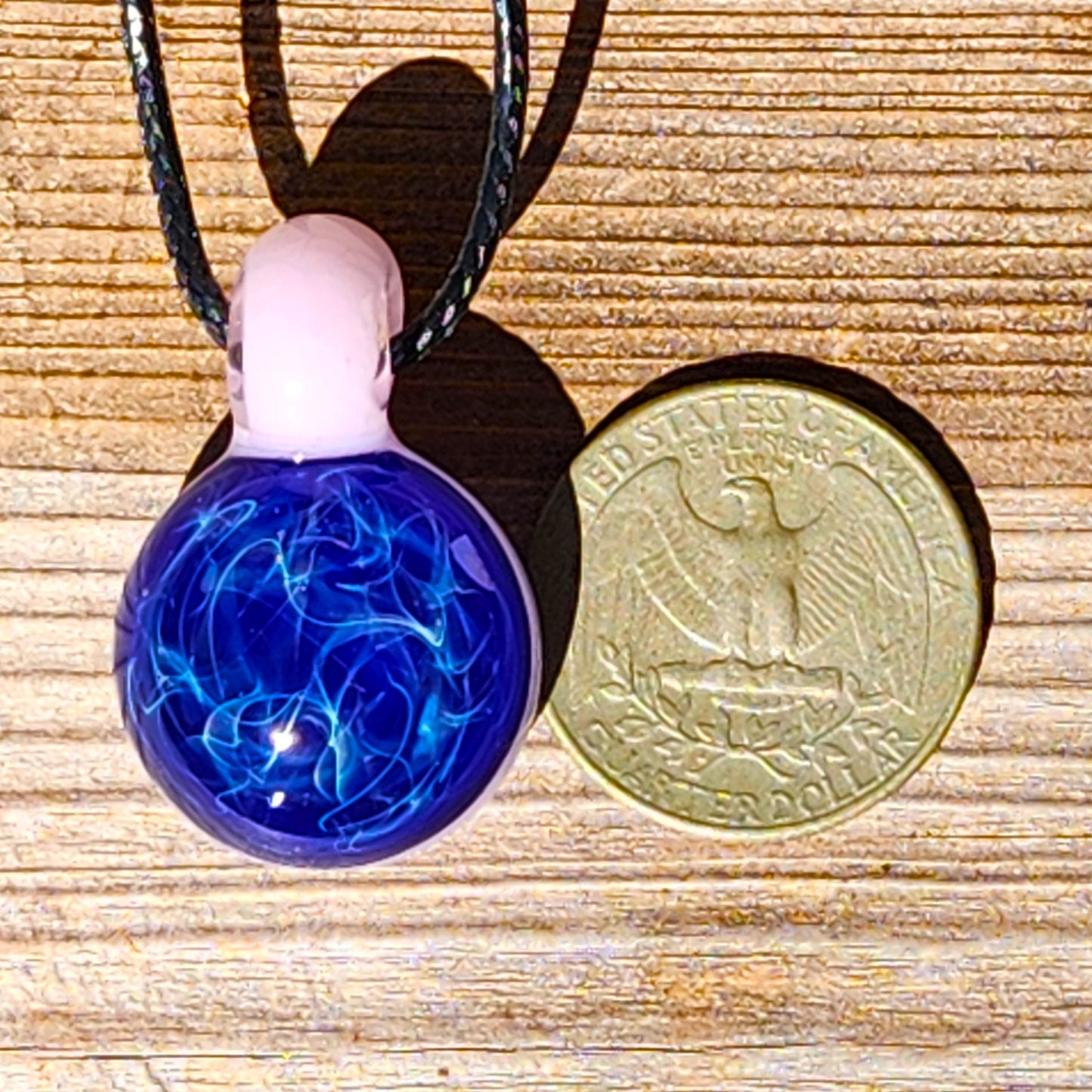 Blue and Pink Handmade Glass Pendant Necklace