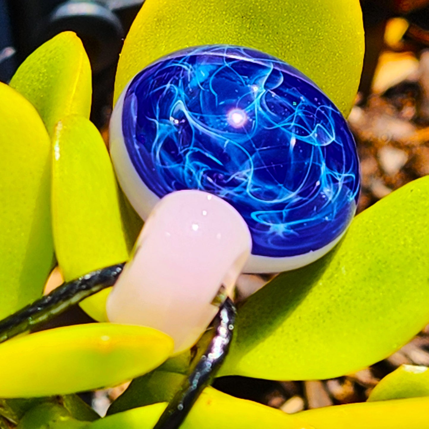 Blue and Pink Handmade Glass Pendant Necklace
