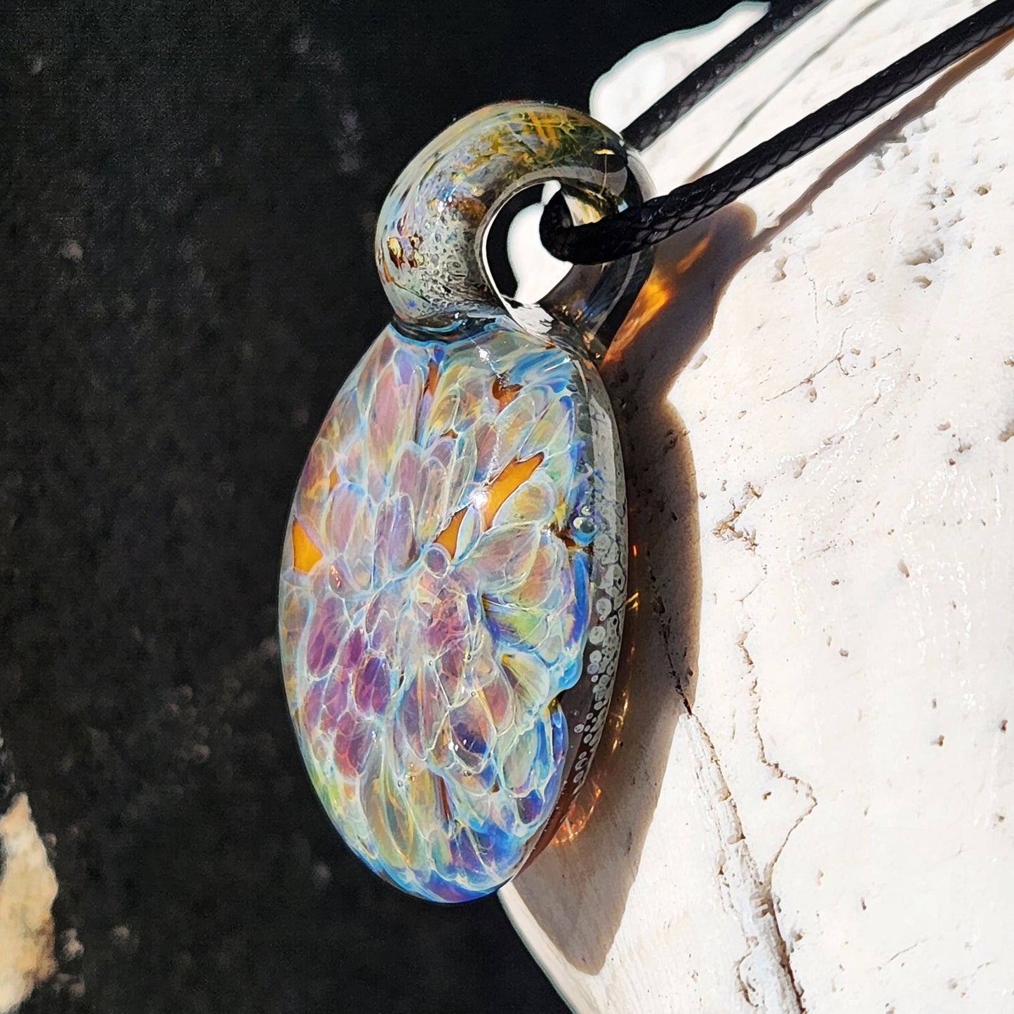 Handmade Iridescent Glass Pendant Necklace