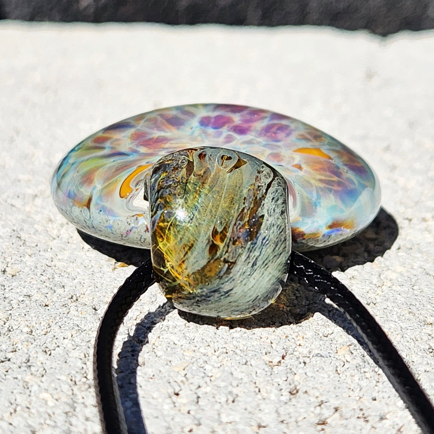 Handmade Iridescent Glass Pendant Necklace