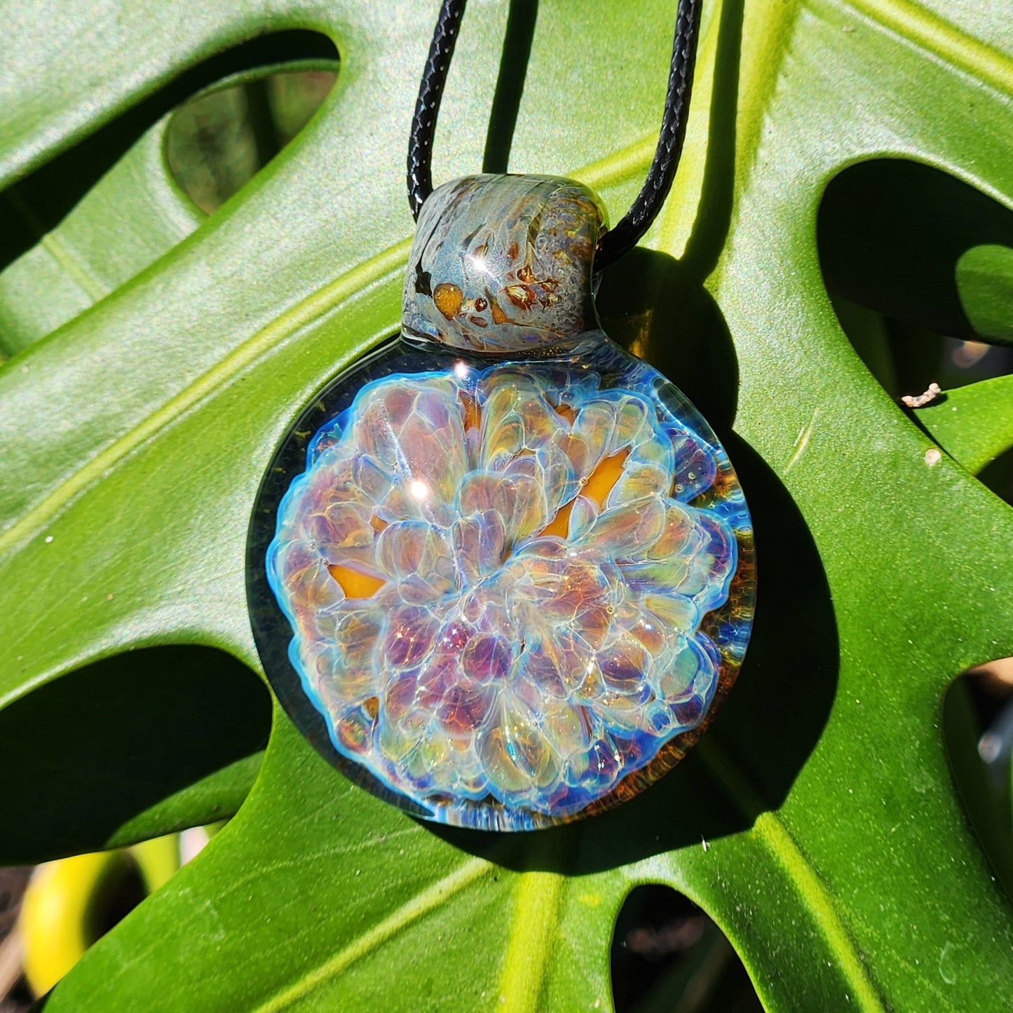 Handmade Iridescent Glass Pendant Necklace