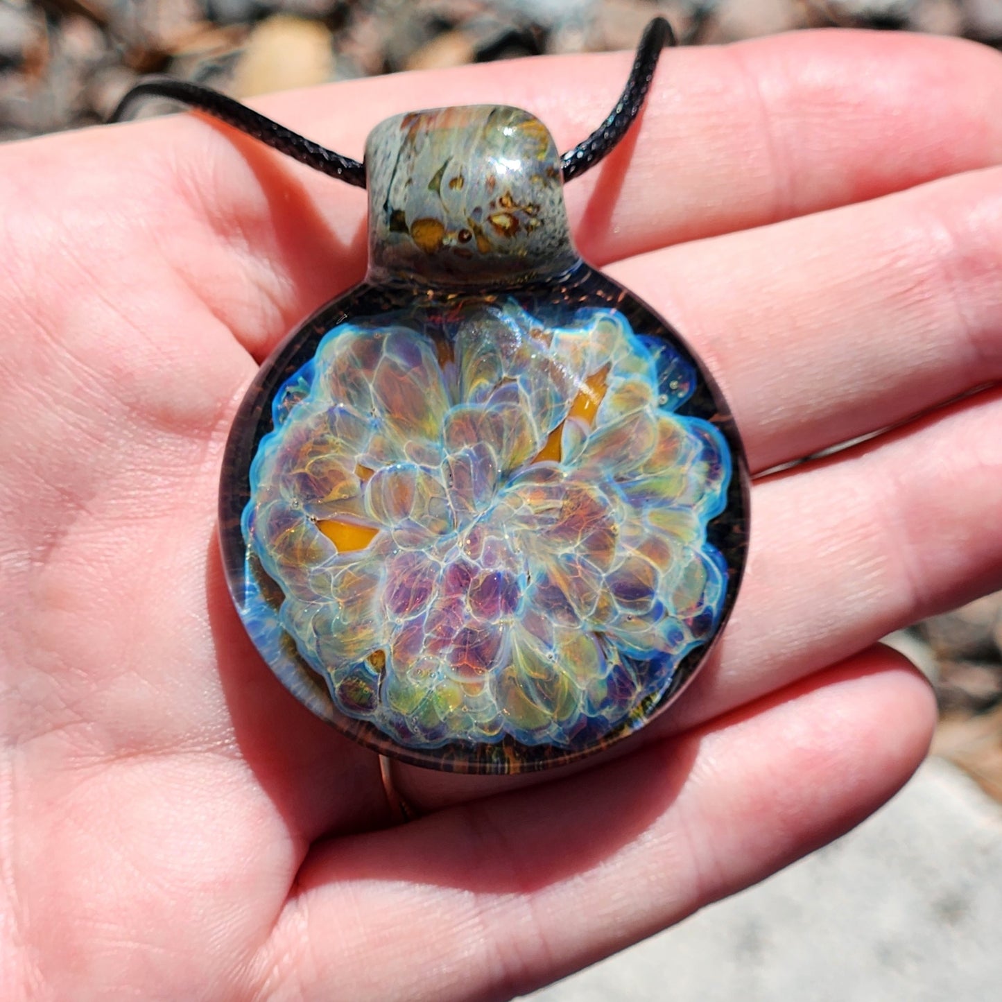 Handmade Iridescent Glass Pendant Necklace
