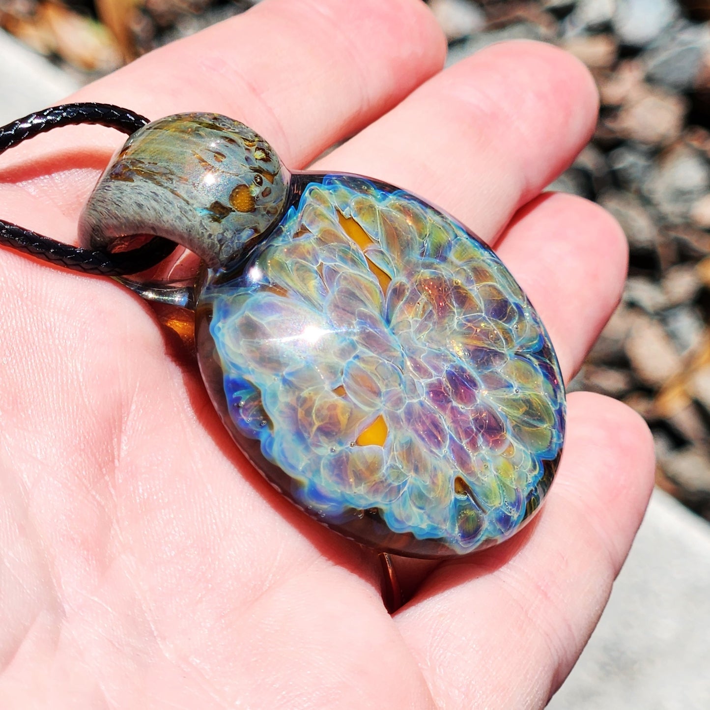 Handmade Iridescent Glass Pendant Necklace