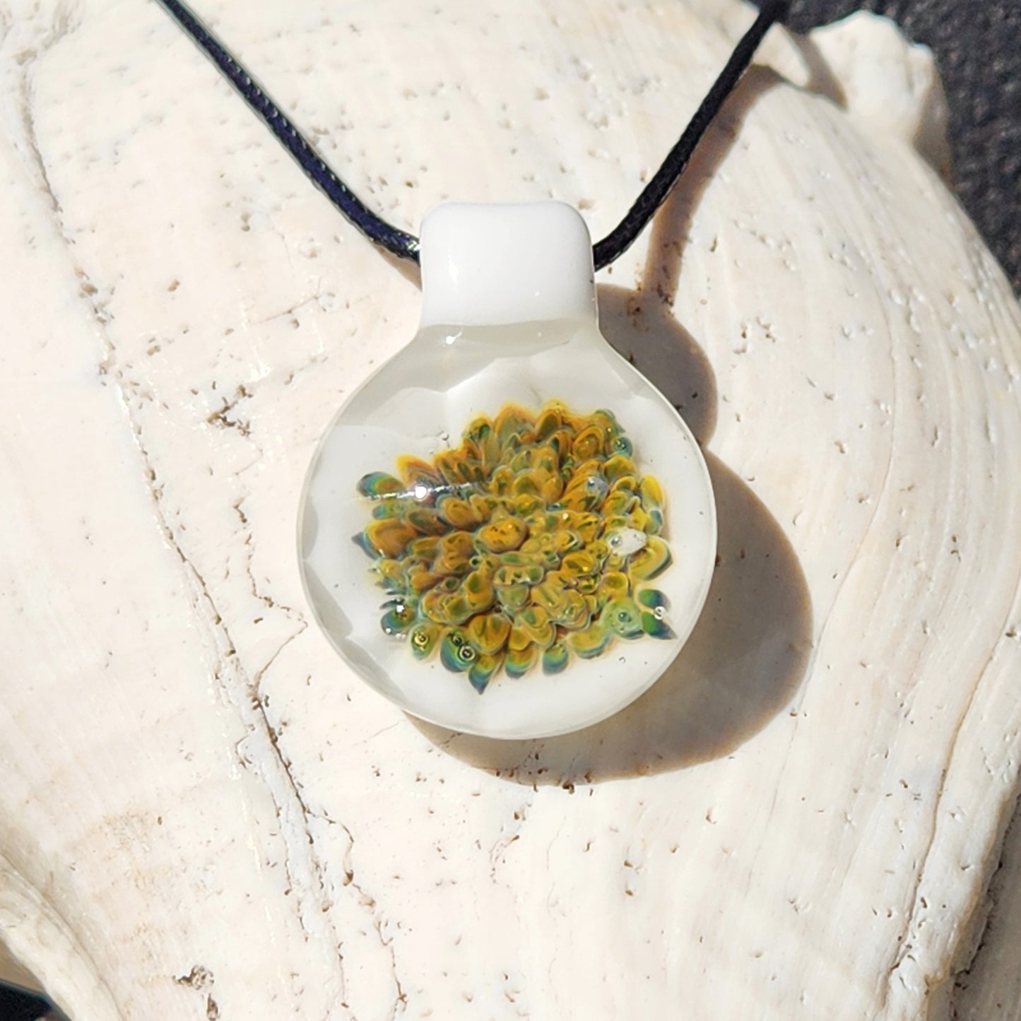 Golden Glow Glass Pendant Necklace