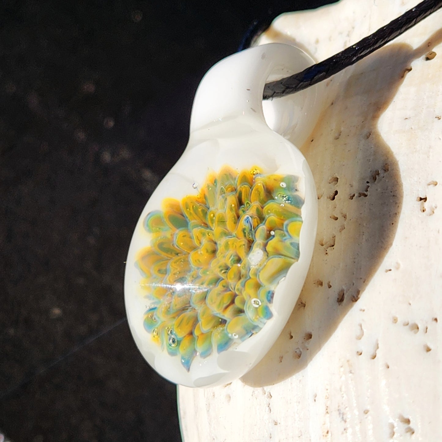 Golden Glow Glass Pendant Necklace