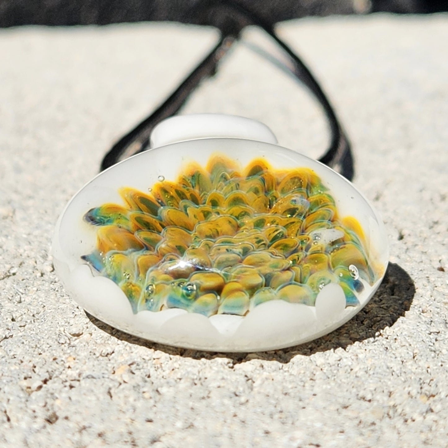 Golden Glow Glass Pendant Necklace