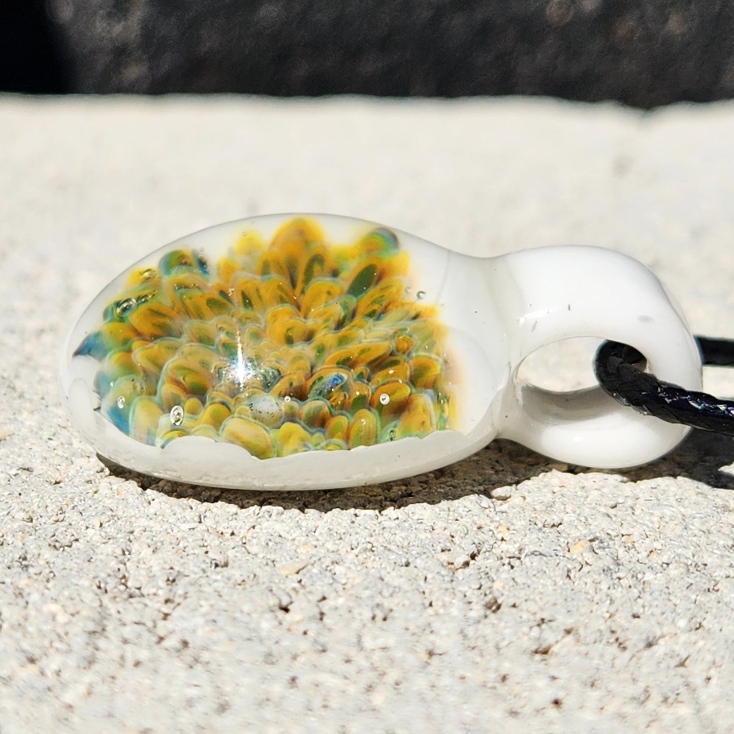 Golden Glow Glass Pendant Necklace