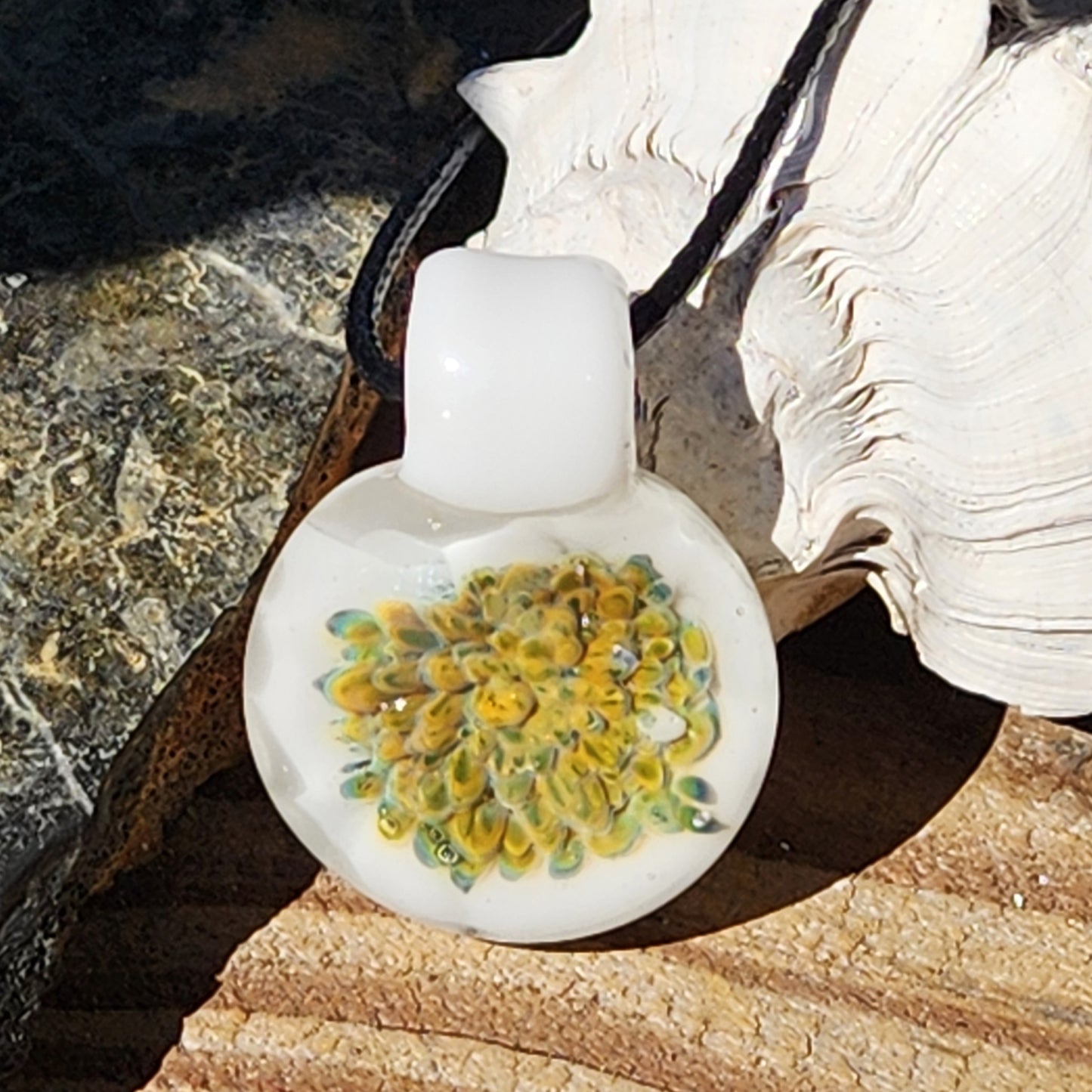 Golden Glow Glass Pendant Necklace