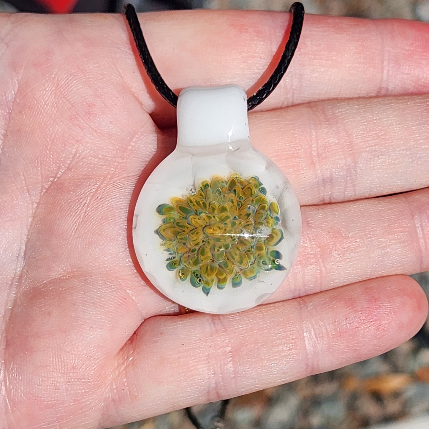 Golden Glow Glass Pendant Necklace