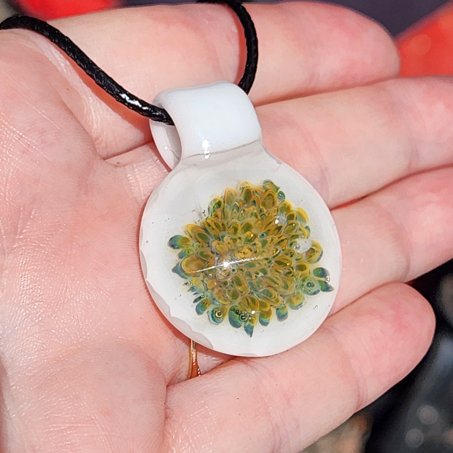 Golden Glow Glass Pendant Necklace