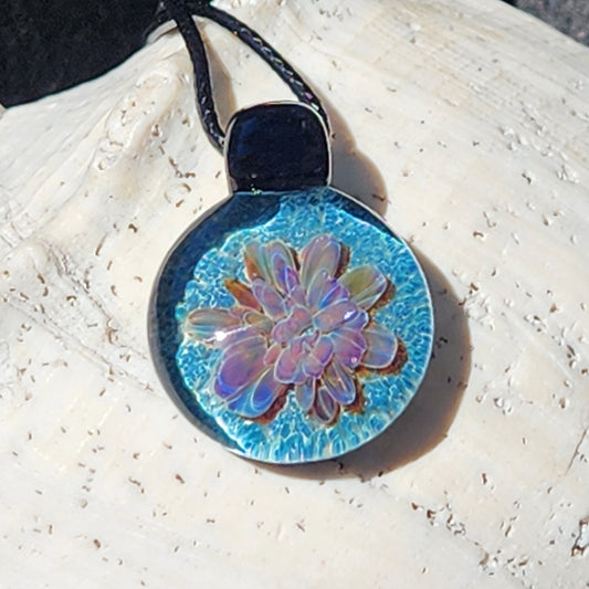 Handmade Unique Pendant Necklace - Light Blue Glass Jewelry
