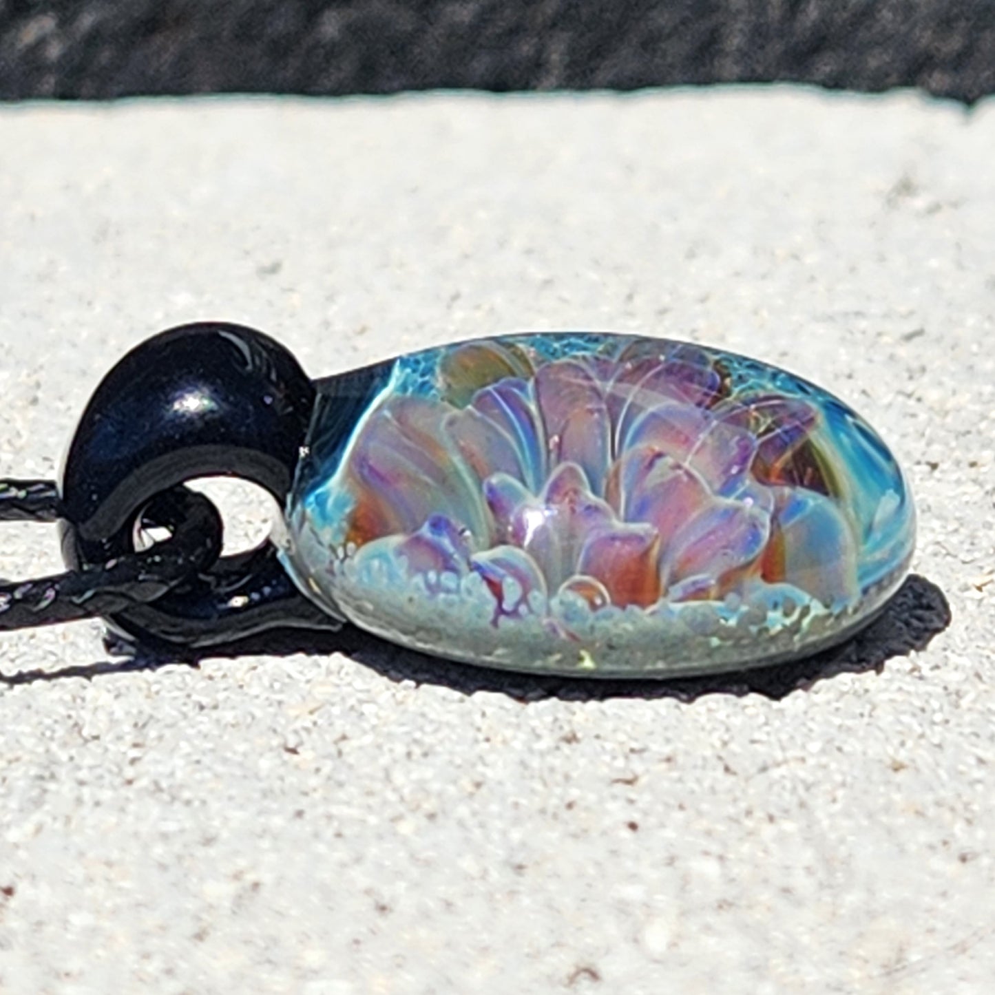 Handmade Unique Pendant Necklace - Light Blue Glass Jewelry