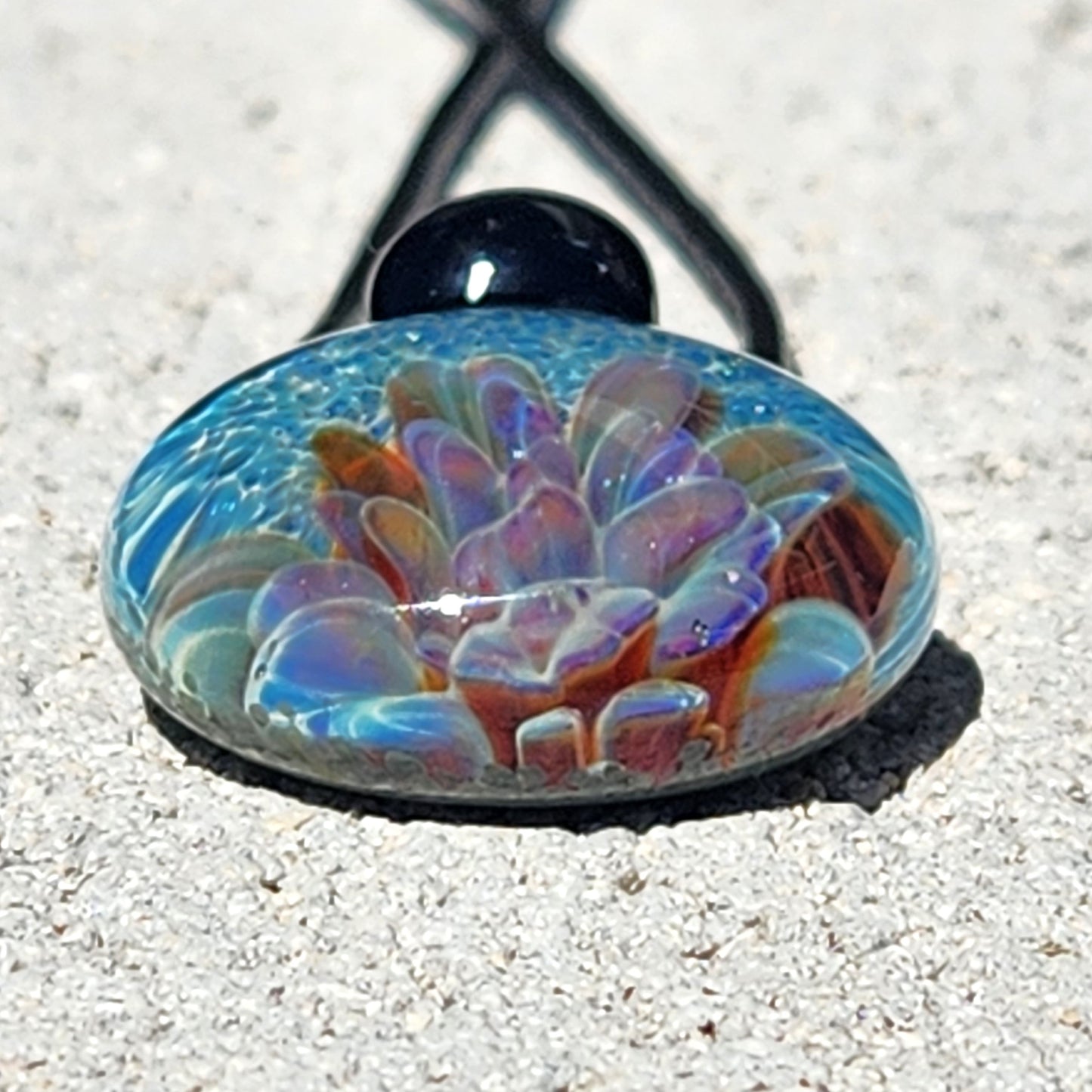 Handmade Unique Pendant Necklace - Light Blue Glass Jewelry