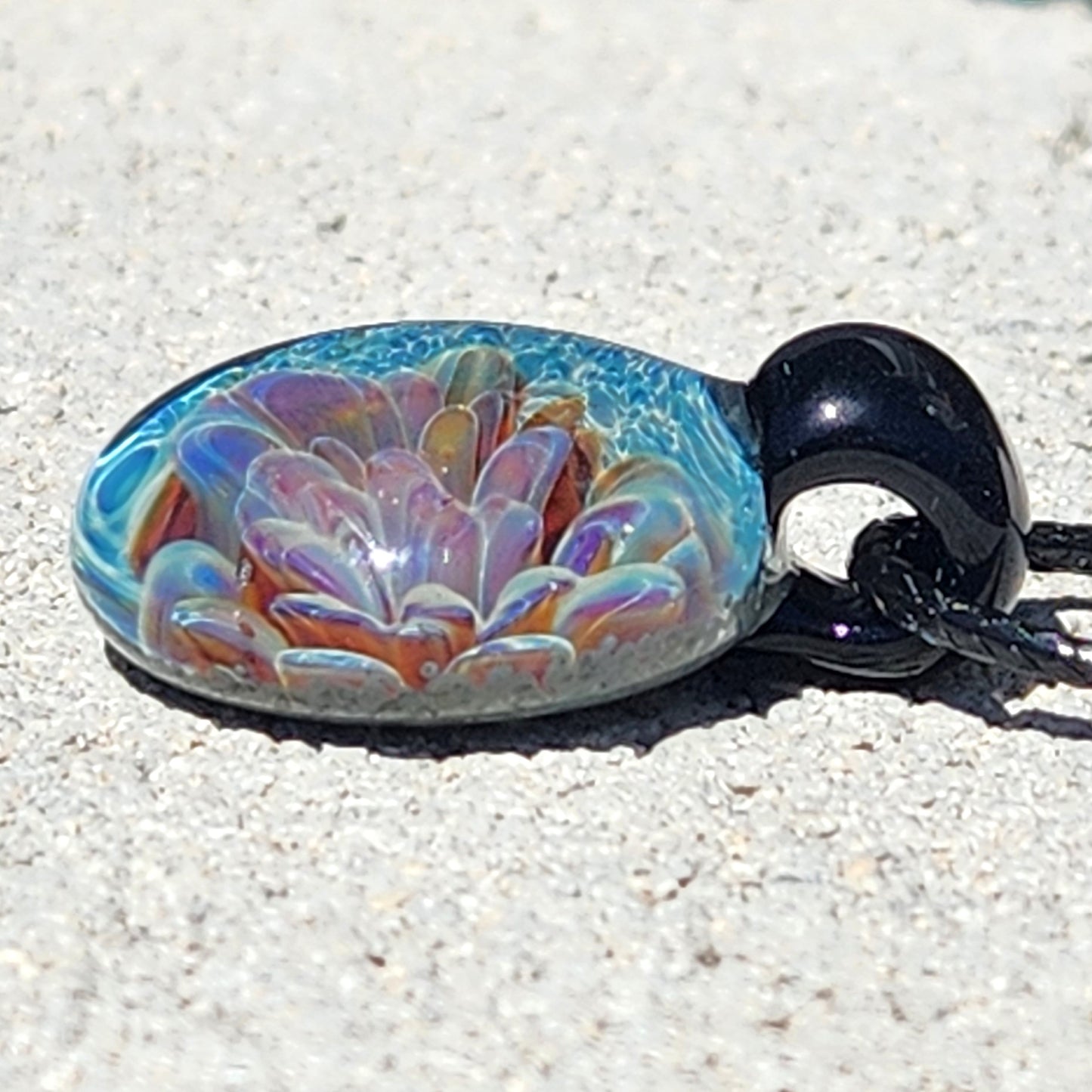 Handmade Unique Pendant Necklace - Light Blue Glass Jewelry