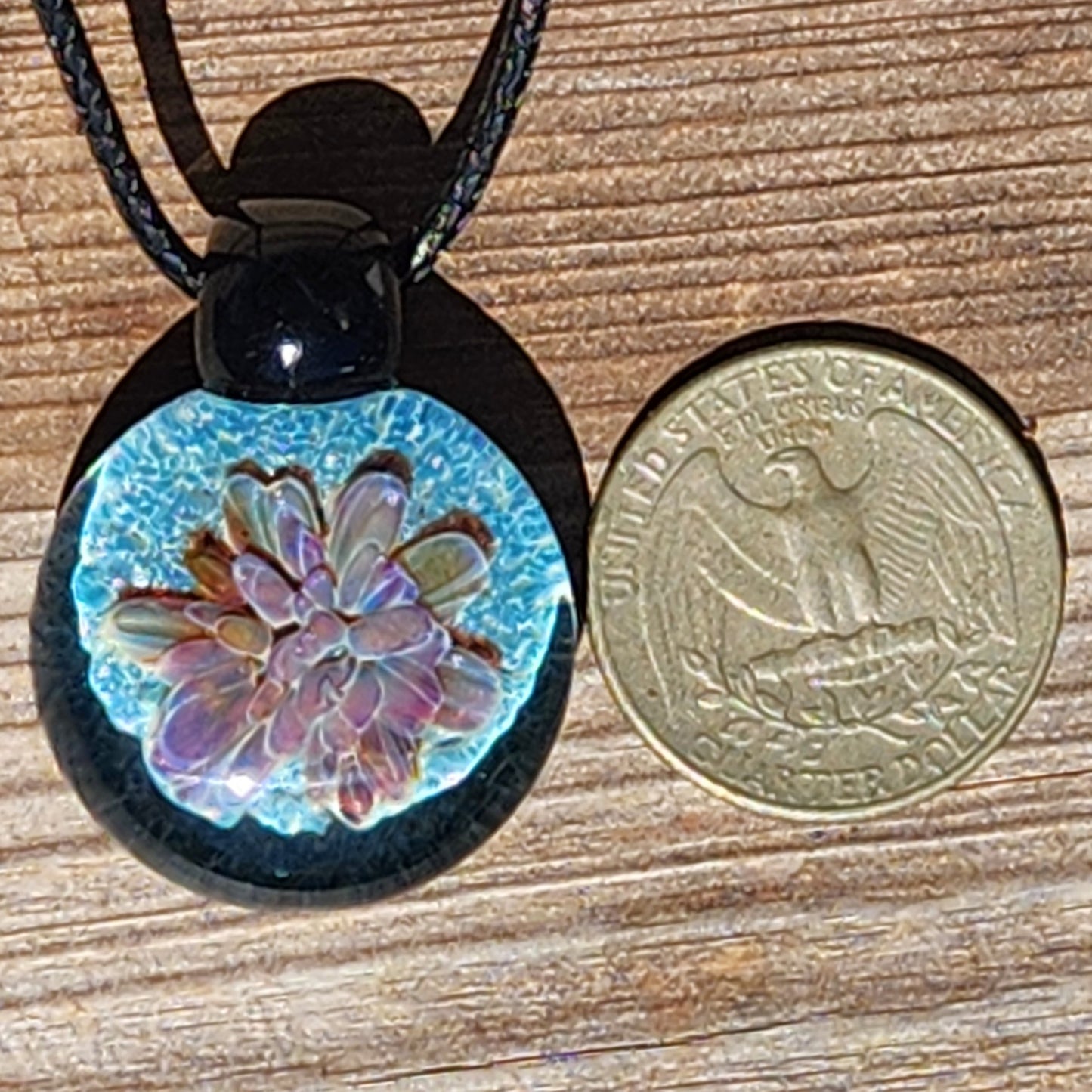 Handmade Unique Pendant Necklace - Light Blue Glass Jewelry