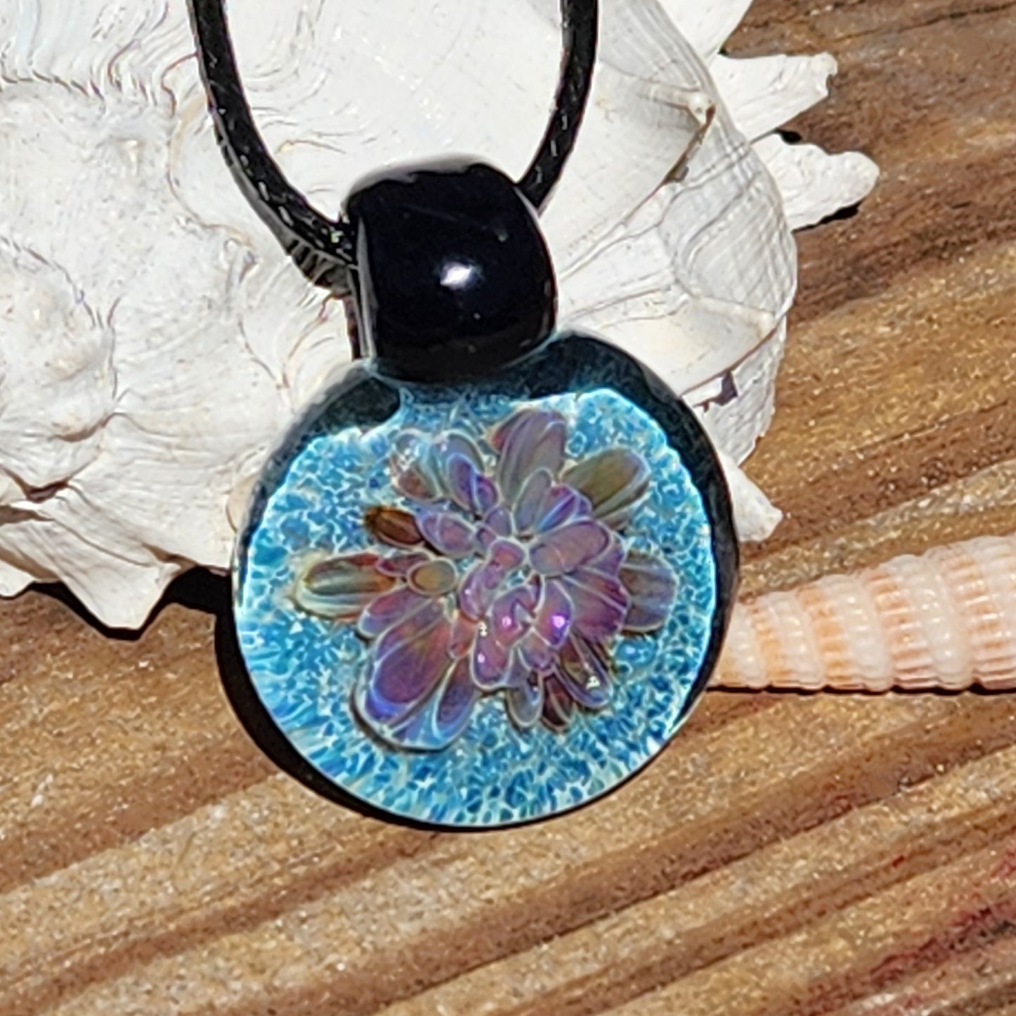 Handmade Unique Pendant Necklace - Light Blue Glass Jewelry