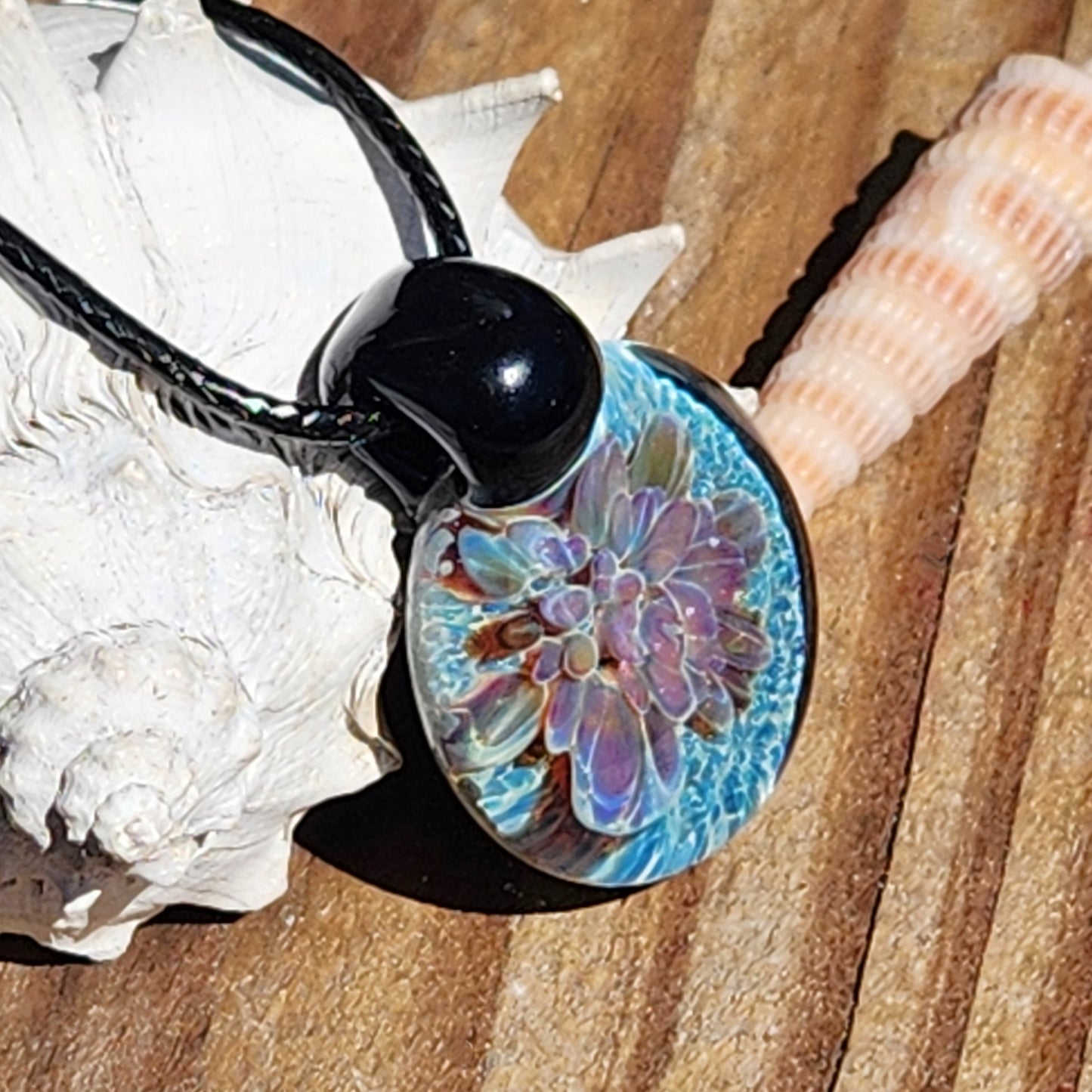 Handmade Unique Pendant Necklace - Light Blue Glass Jewelry