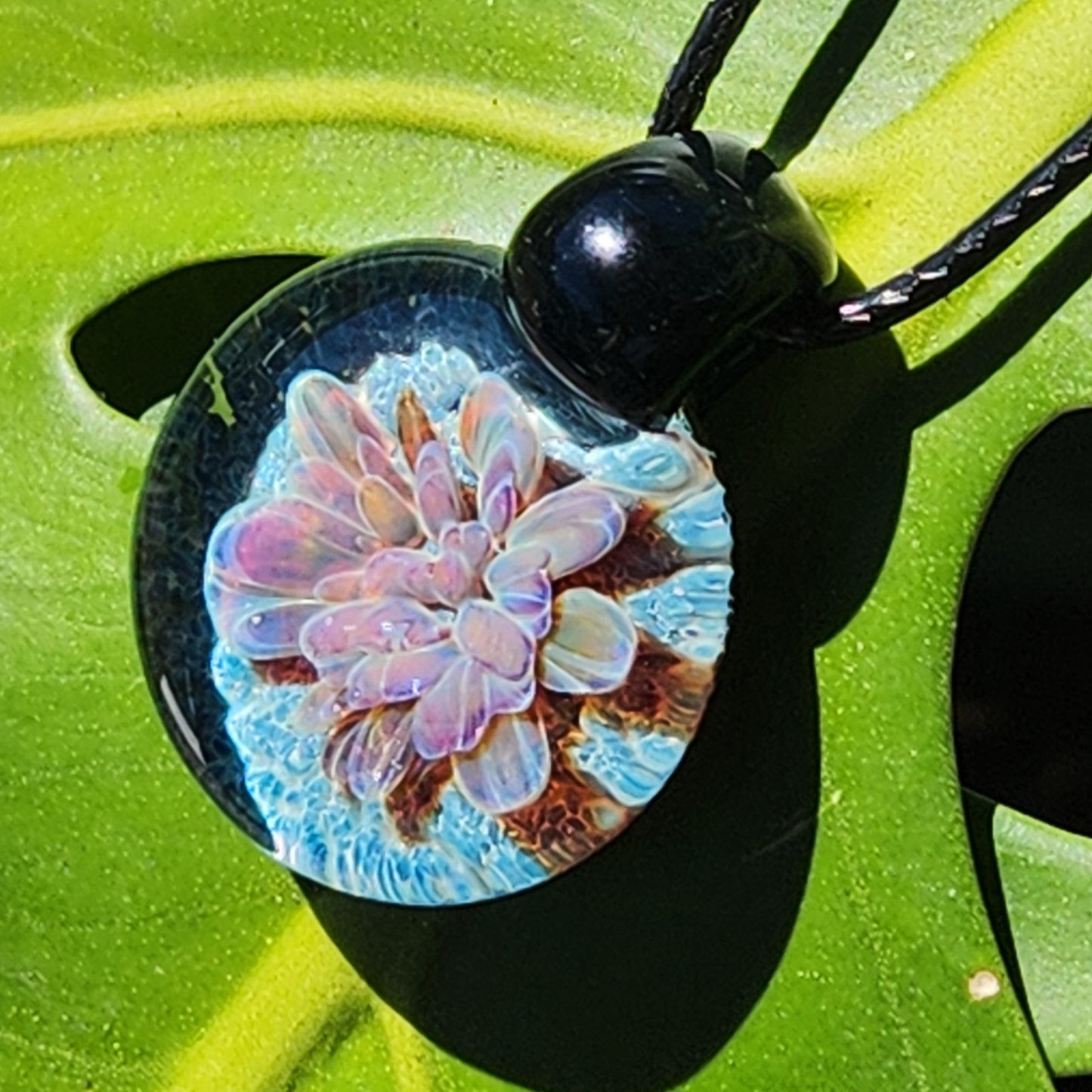 Handmade Unique Pendant Necklace - Light Blue Glass Jewelry