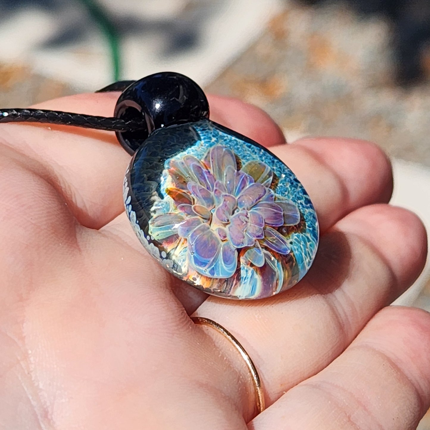 Handmade Unique Pendant Necklace - Light Blue Glass Jewelry