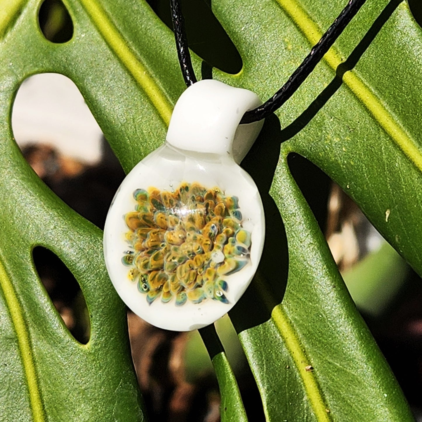 Golden Glow Glass Pendant Necklace