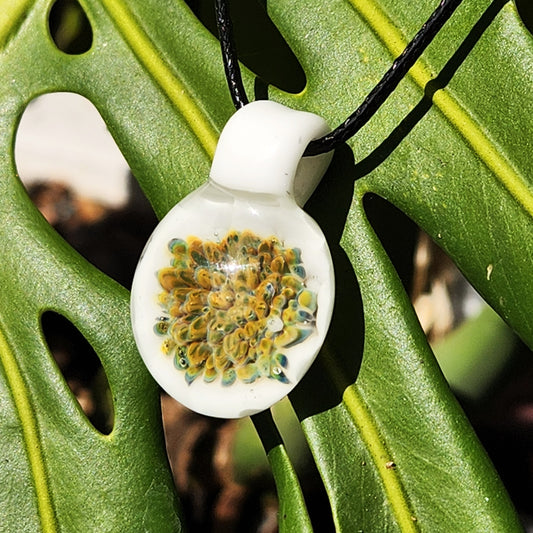 Golden Glow Glass Pendant Necklace