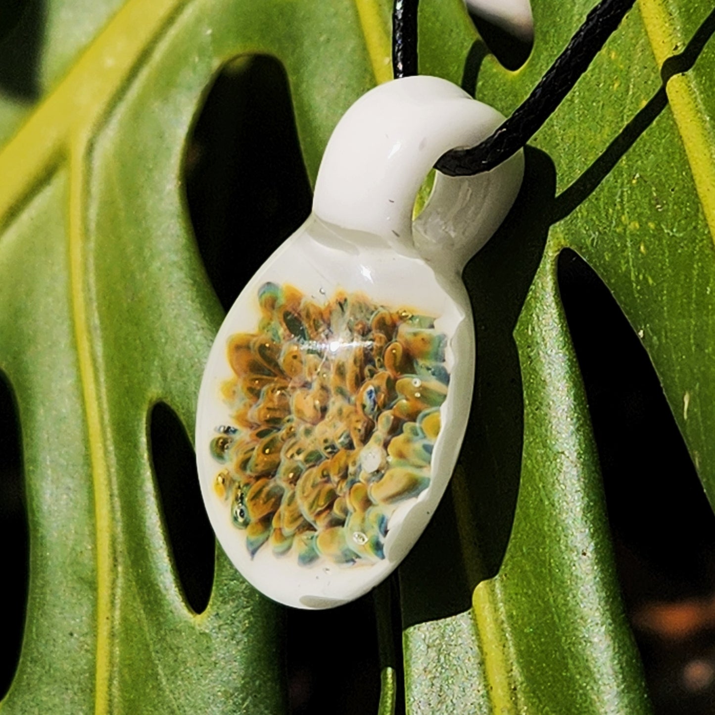 Golden Glow Glass Pendant Necklace