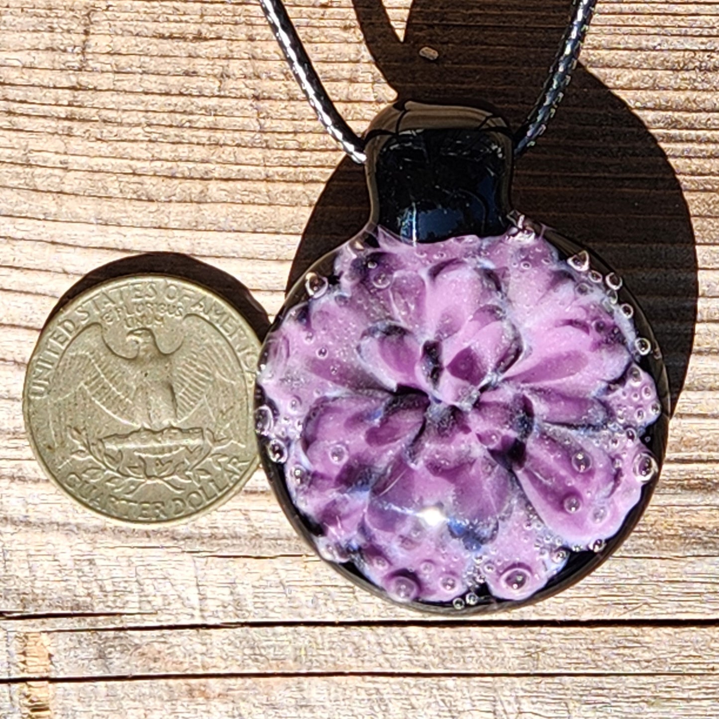 Purple Handmade Blown Glass Pendant – Unique Borosilicate Jewelry
