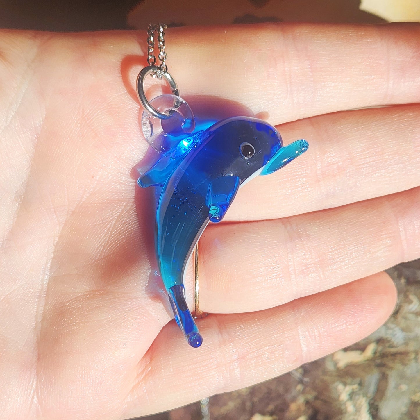 Dolphin Glass Pendant Necklace