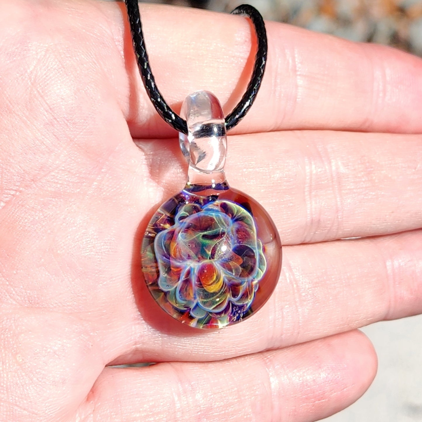 Handmade Blown Glass Pendant – Crushed Glass Jewelry