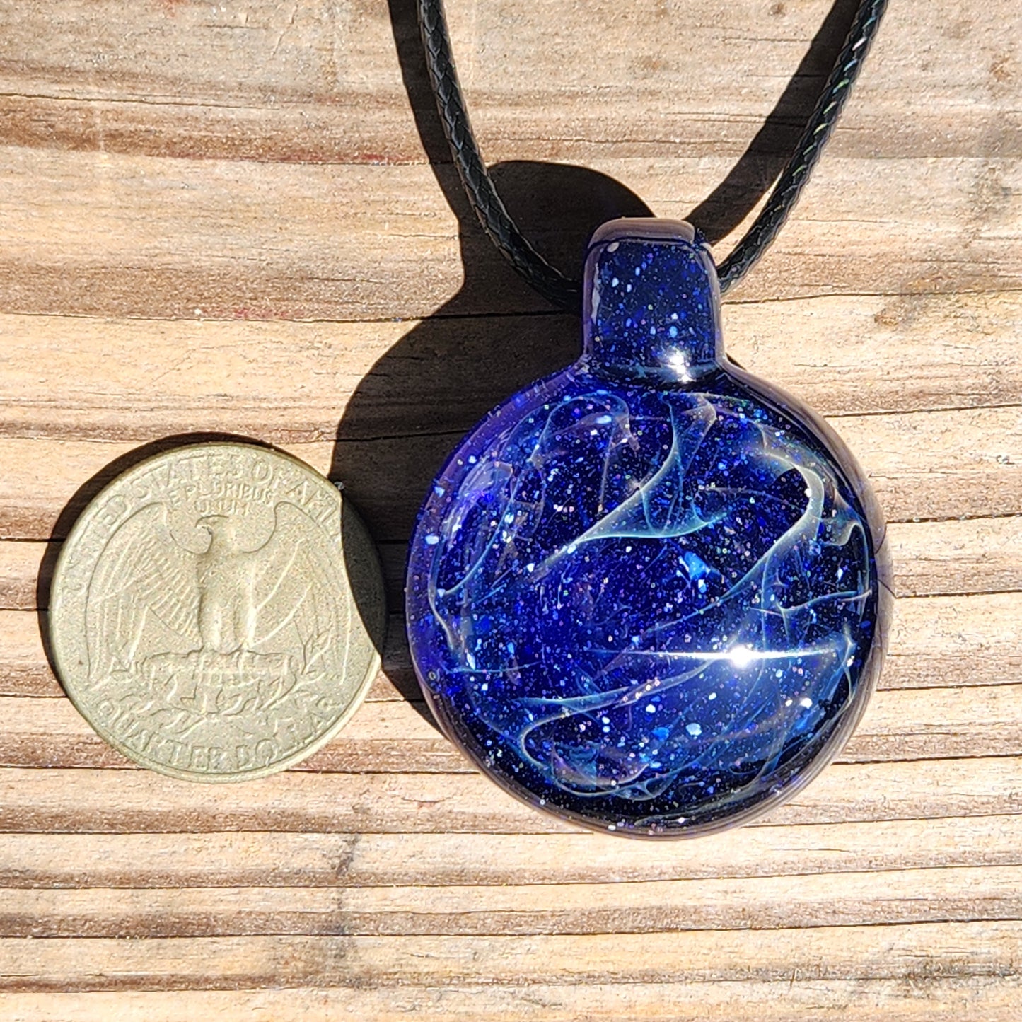 Blue Swirl Glass Pendant Necklace – Handmade with Pure Silver