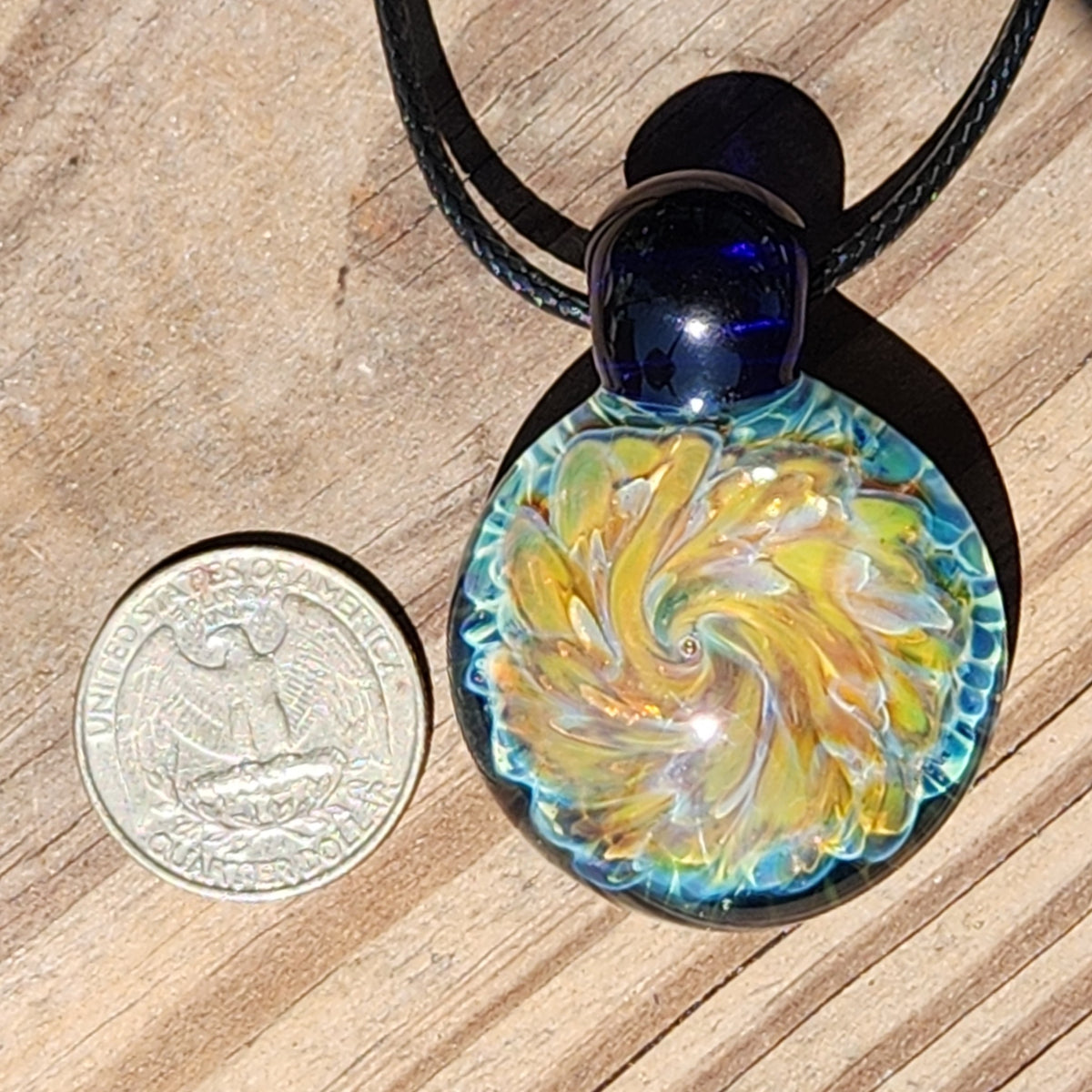 Golden Swirl Handmade Glass Pendant Necklace